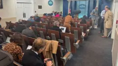 Interior of the White House briefing room