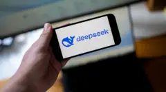 Logo Depseek affiché sur le téléphone mobile