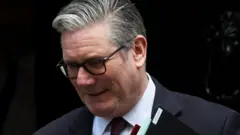British Prime Minister Keir Starmer on Downing Street ahead of Prime Minister's Questions in London, Britain, February