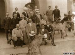 British colonials with pet cheetah