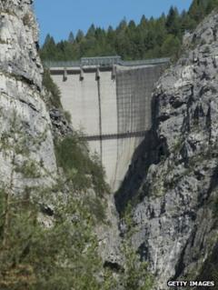 A view of the Vajont dam today, 26 September