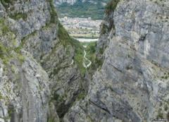 The rebuilt village of Longarone as seen from the dam, 26 September