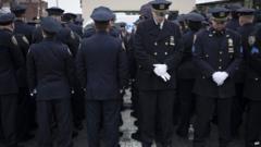 Some police officers turn their backs in sign of disrespect as Mayor Bill de Blasio