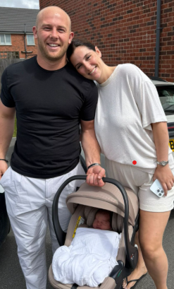 Tony Thompson with his partner Samantha and baby boy Vincent