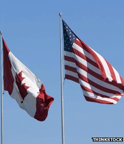 Canadian and US flags