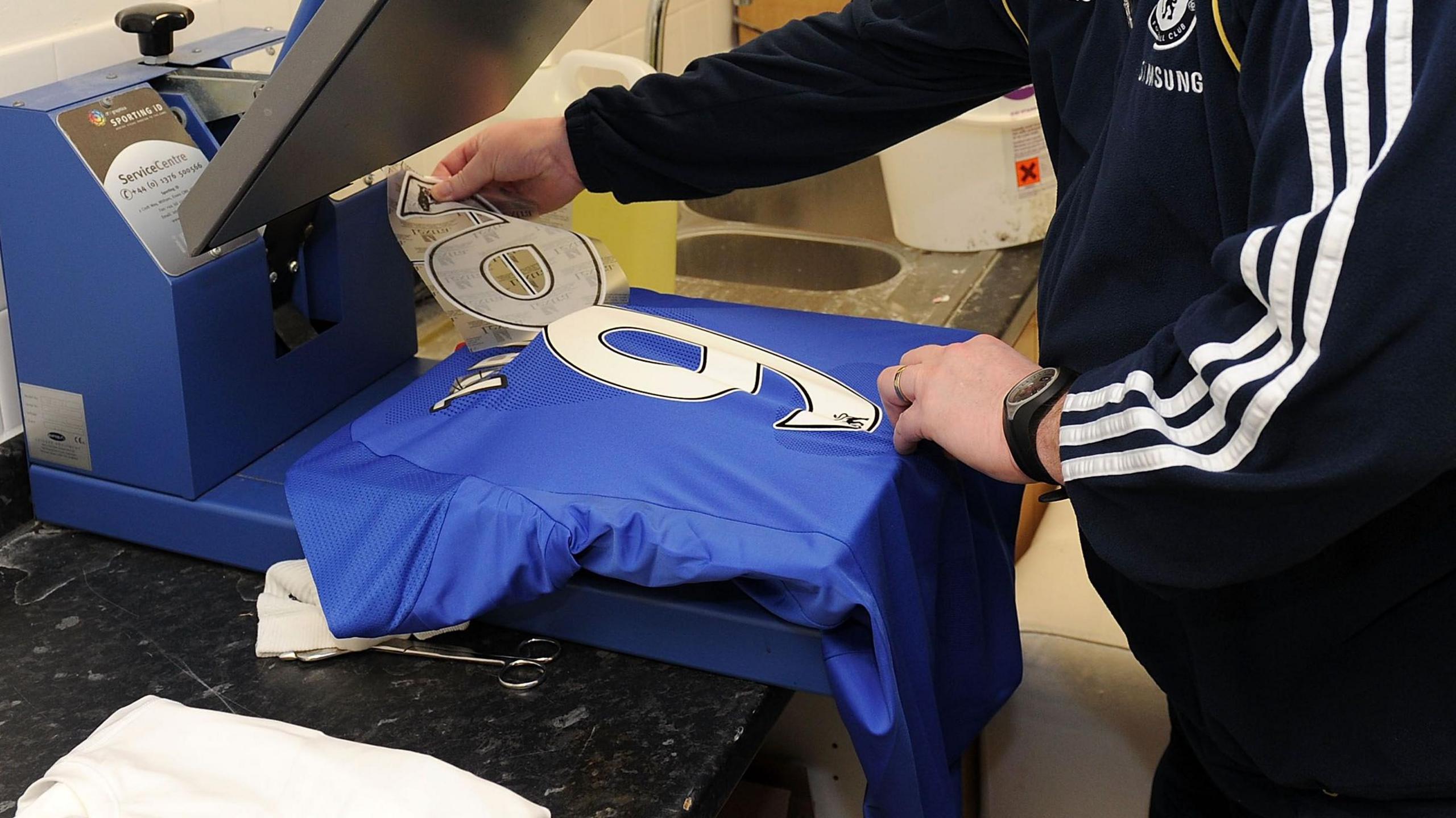 A Chelsea shirt gets printed with a number nine