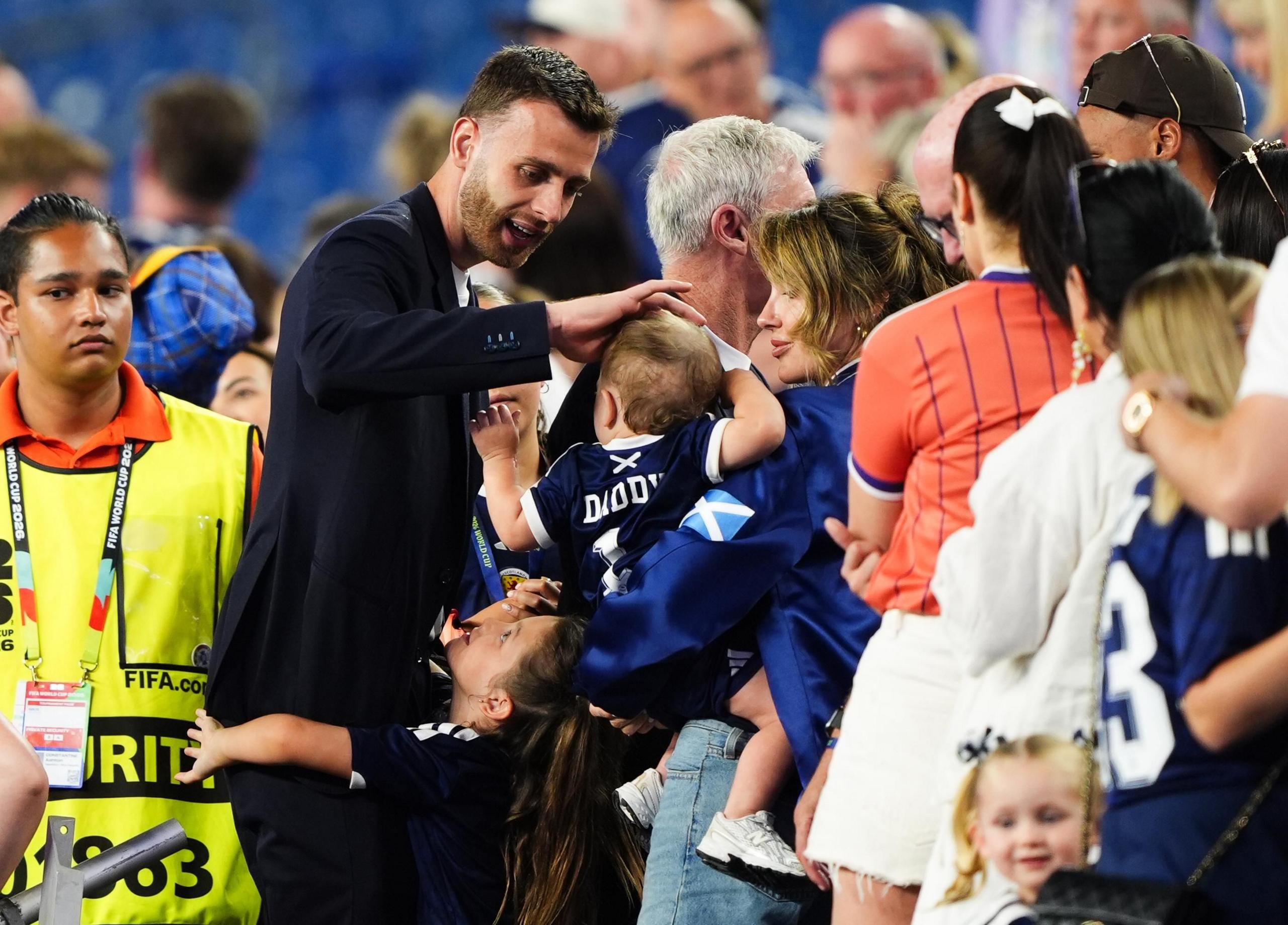 Angus Gunn - and the rest of the squad - went over to see friends and family after the match