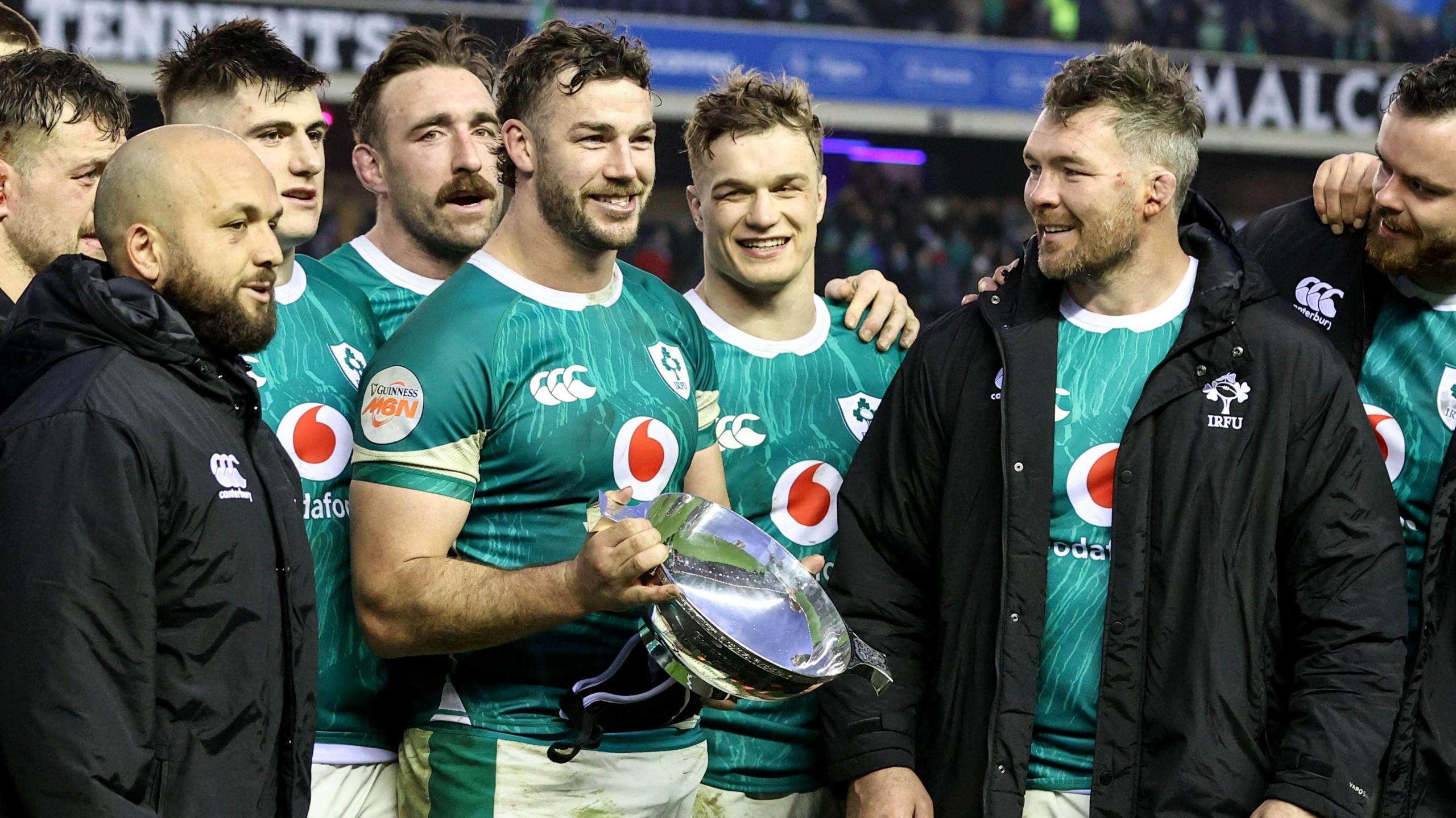 Ireland pose with the Centenary Quaich after beating Scotland