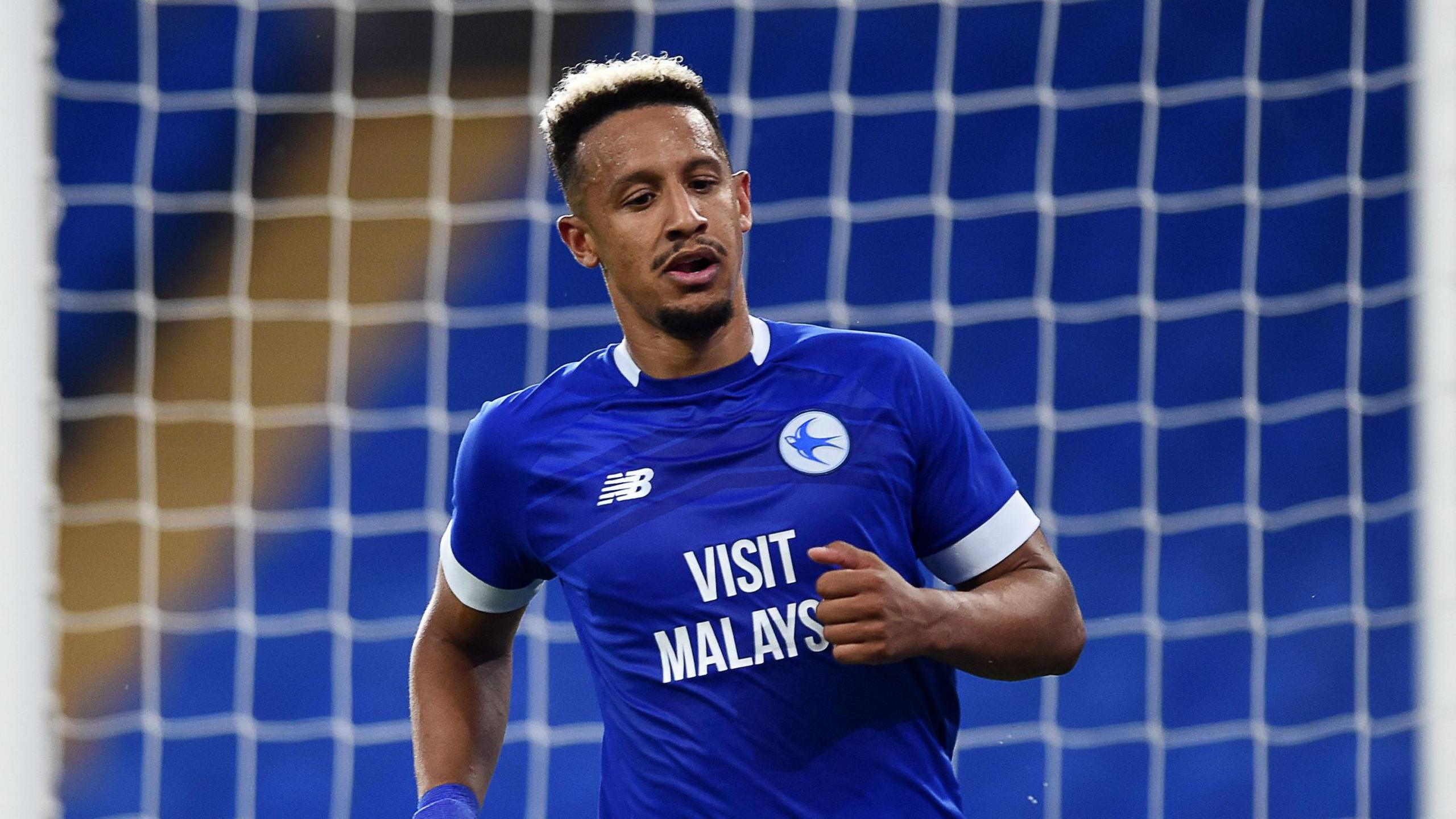 Callum Robinson of Cardiff City celebrates scoring a goal