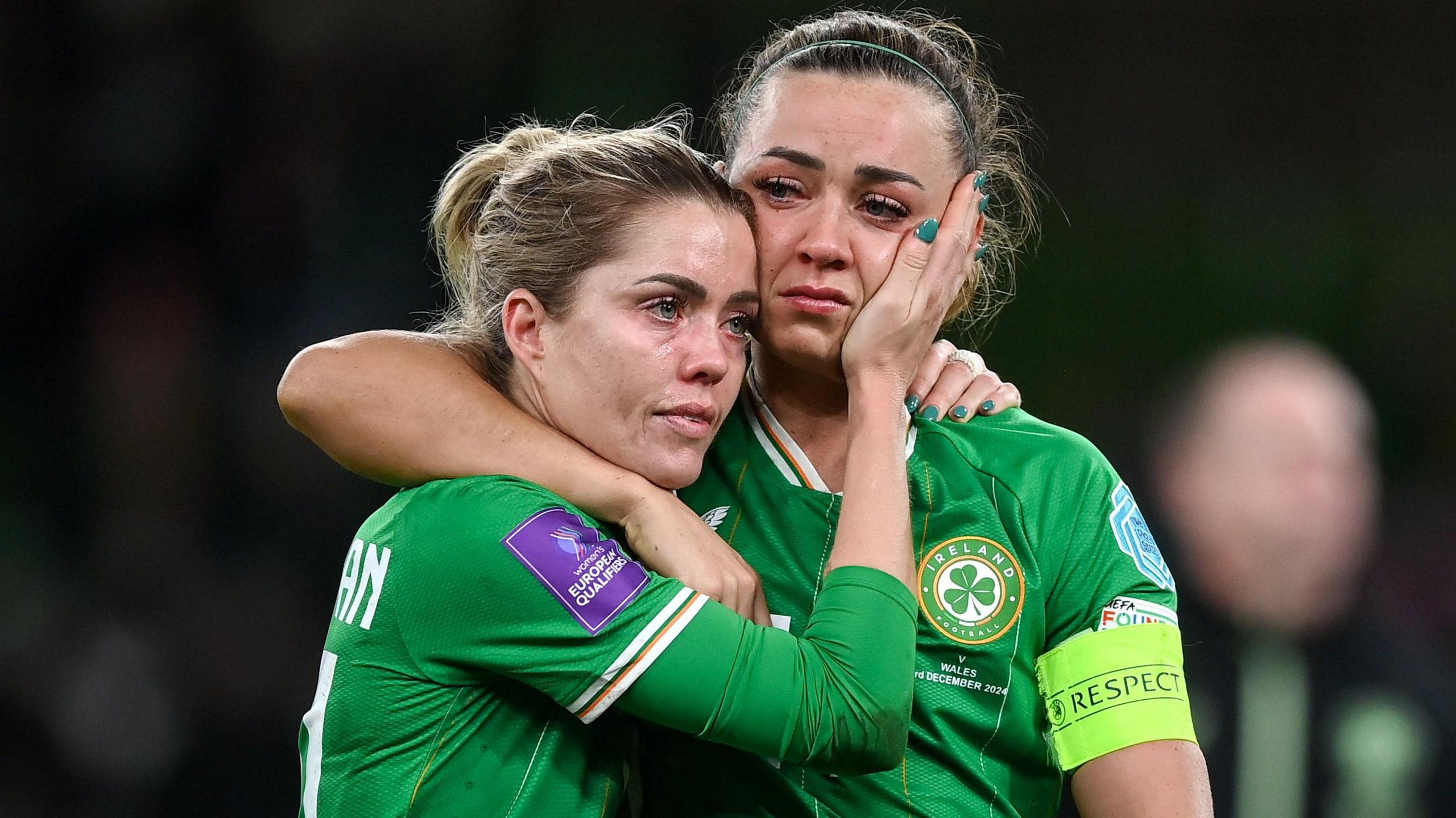 Katie McCabe and Denise O'Sulivan at full time