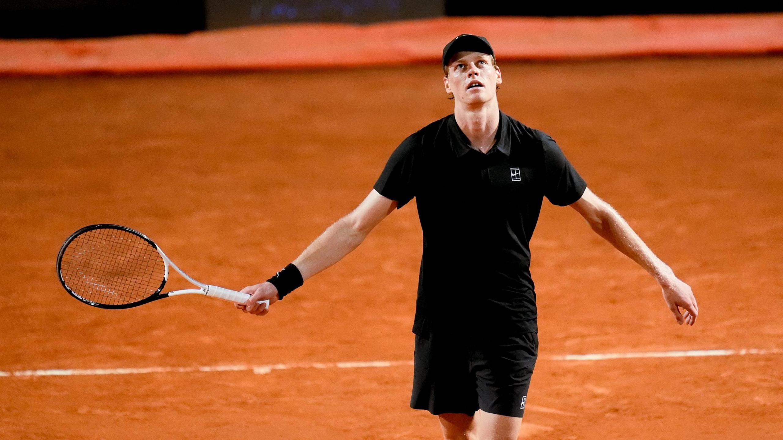 Italy's Jannik Sinner celebrates victory at the Italian Open