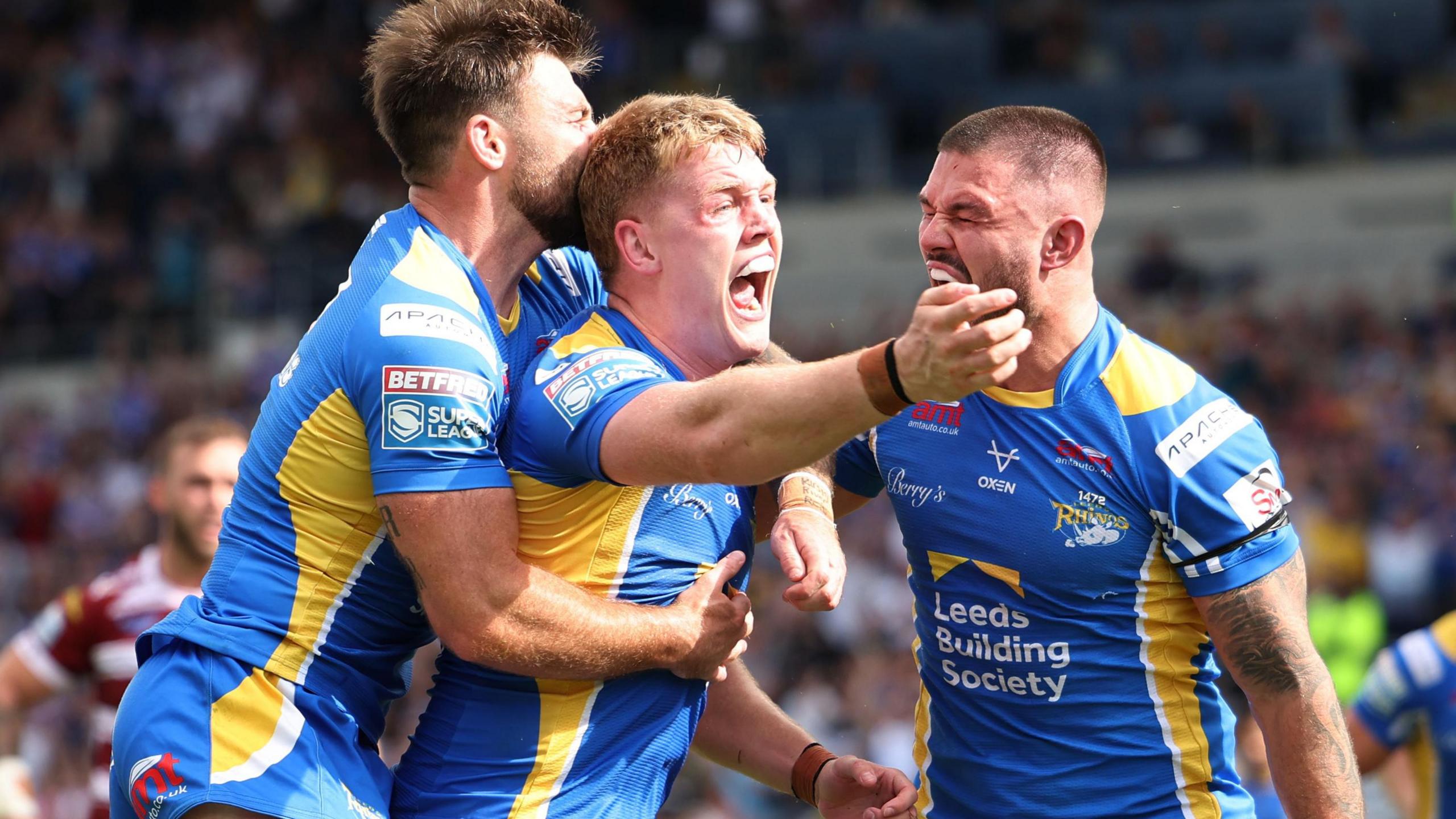 Leeds Rhinos celebrate against Wigan