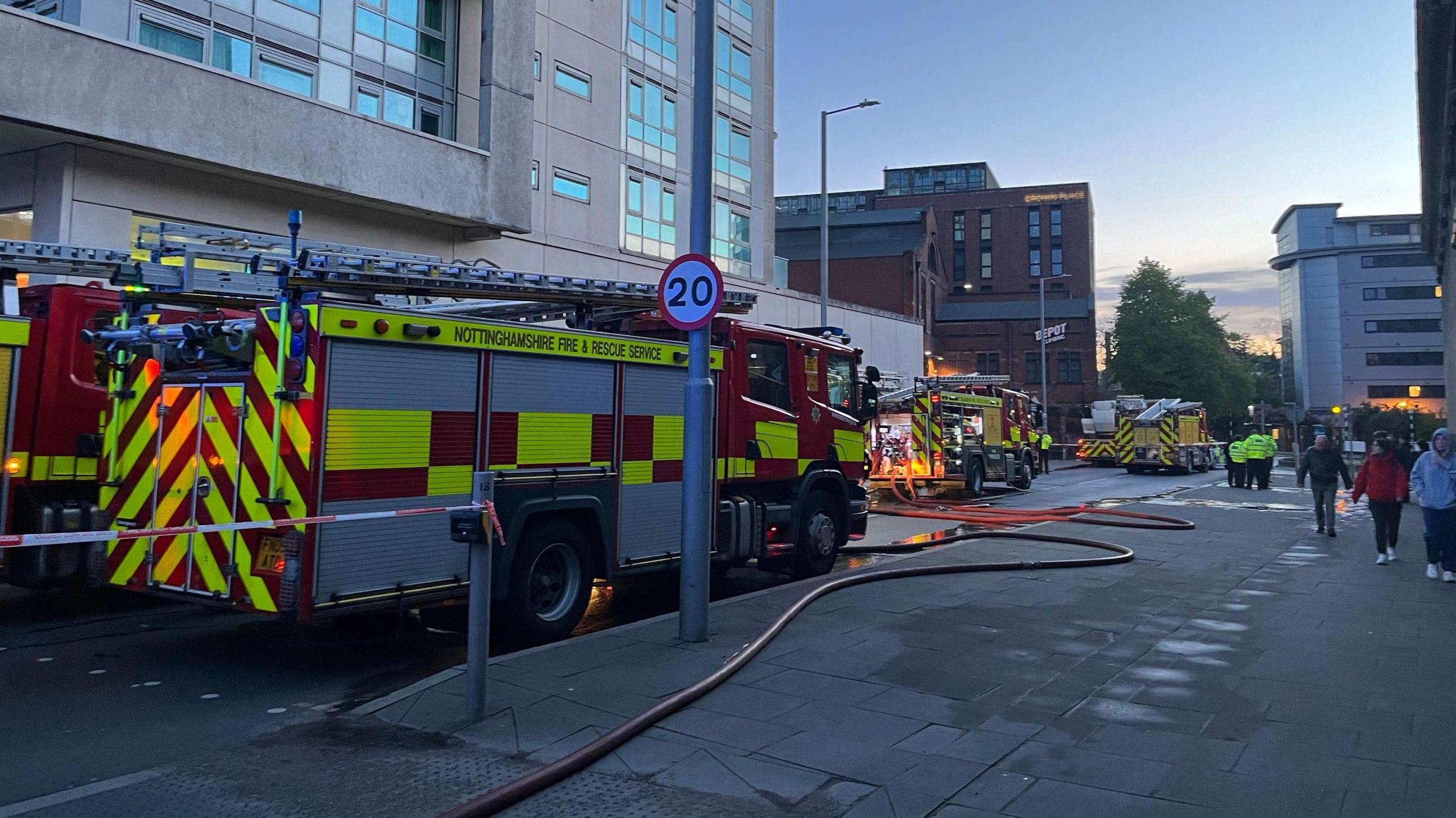 Fire crews in Huntingdon Street, Nottingham