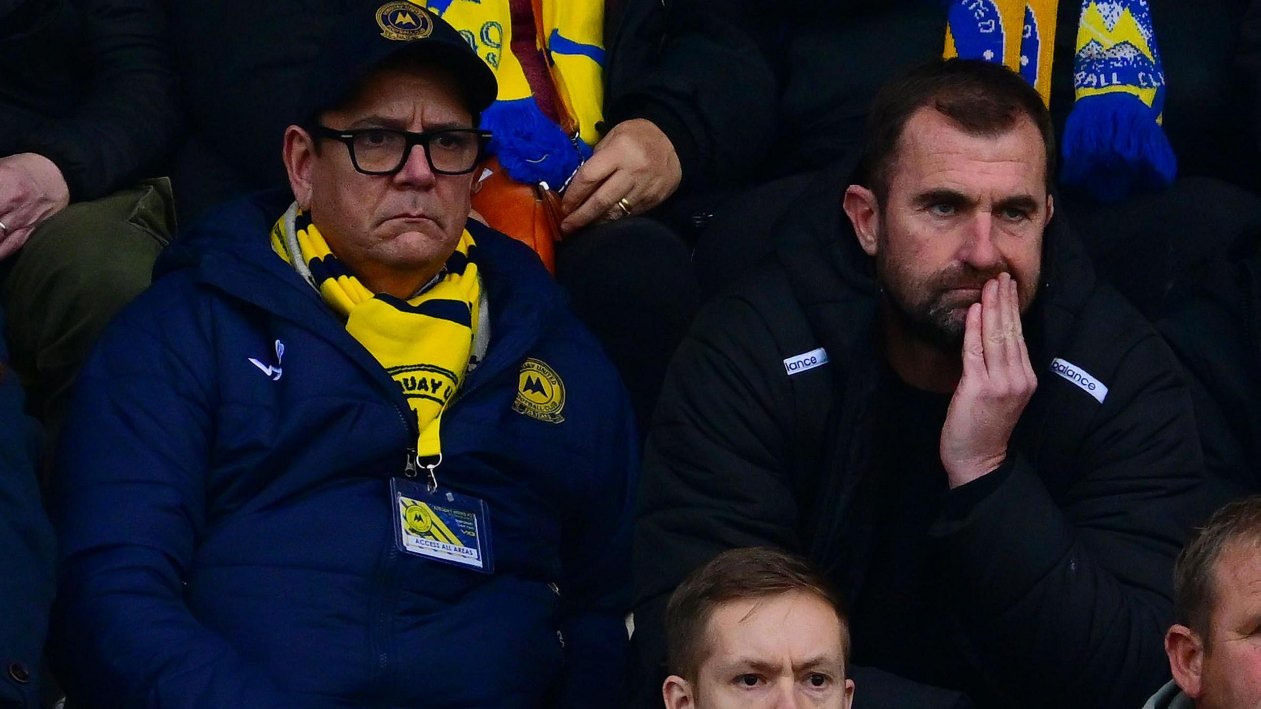 Torquay United manager Paul Wotton is pictured sat in the stands 