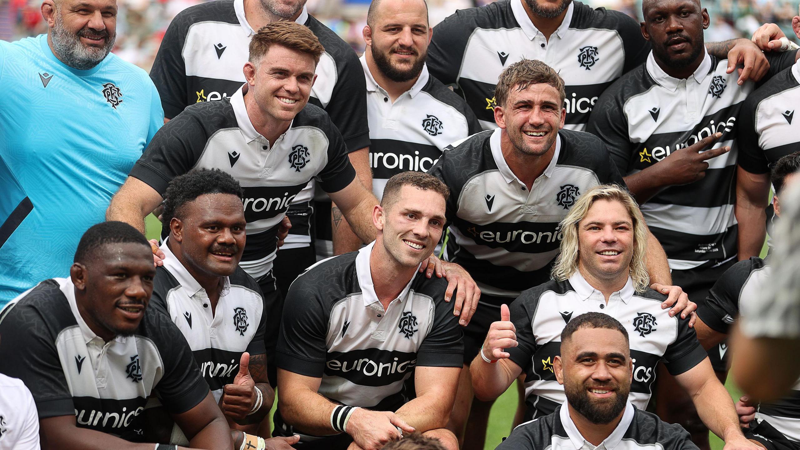 Barbarians players huddle at the end of the Wales defeat