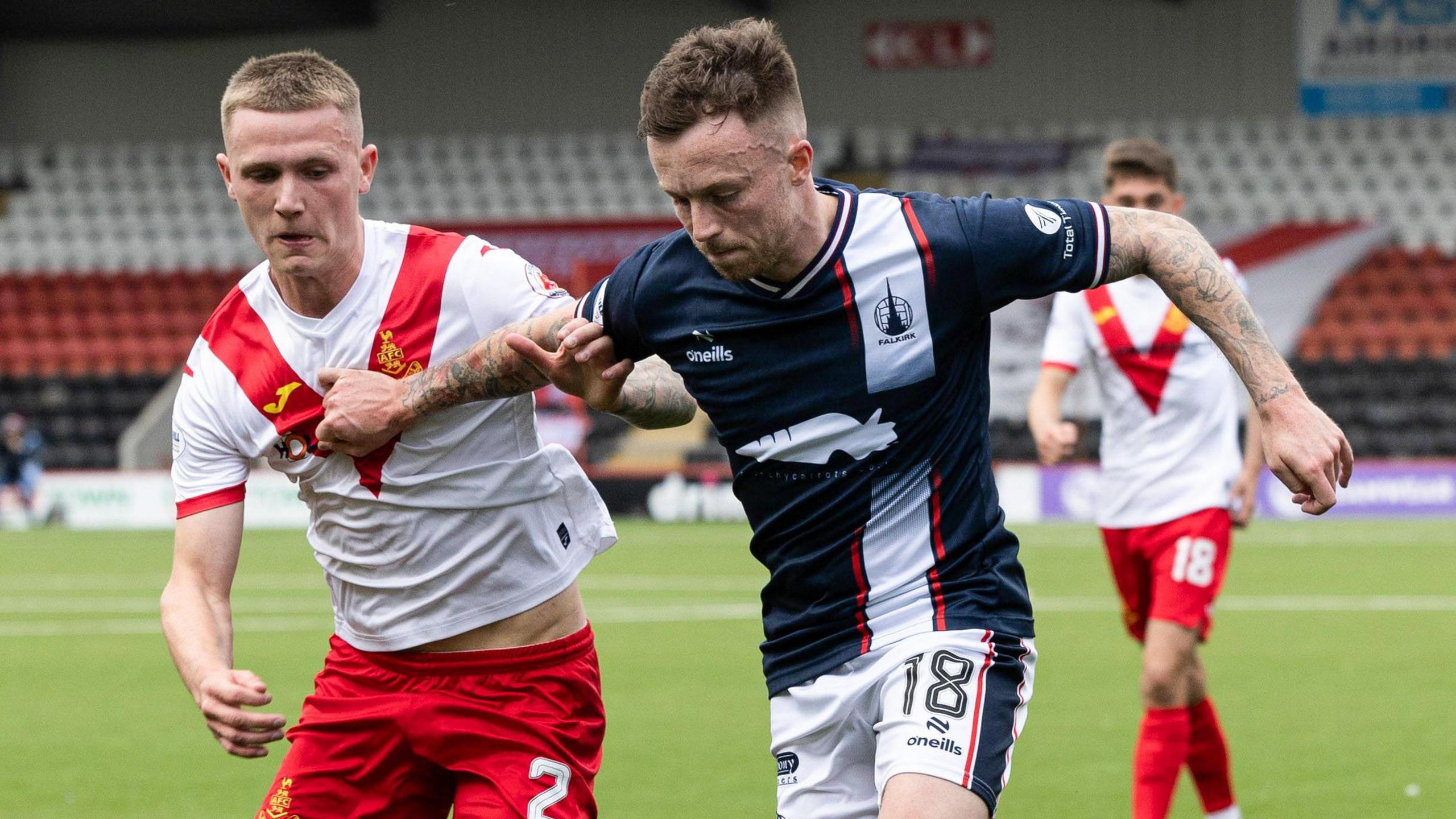 Airdrie's Gavin Gallagher Falkirk's Gary Oliver