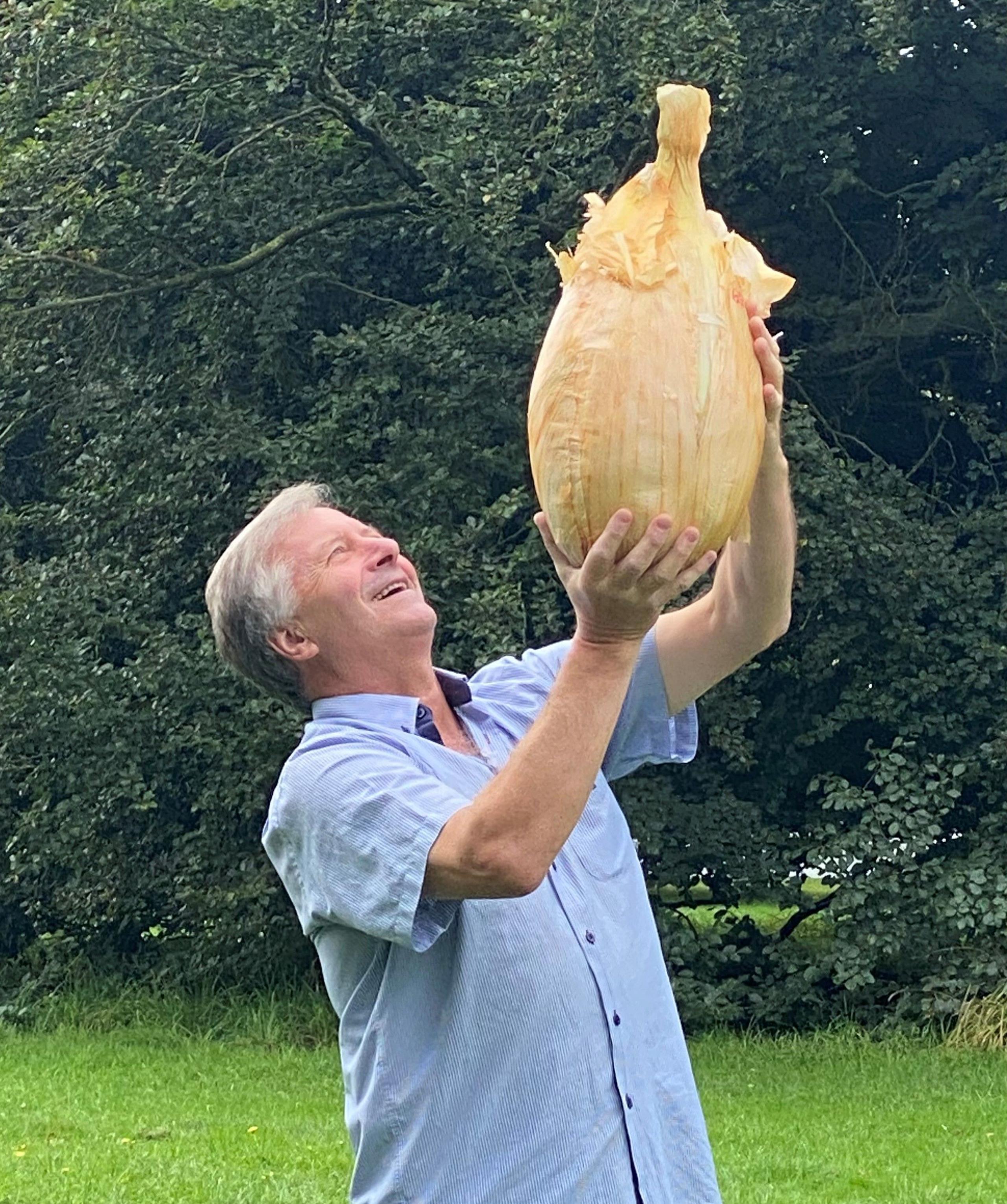 Gareth Griffin with his giant onion