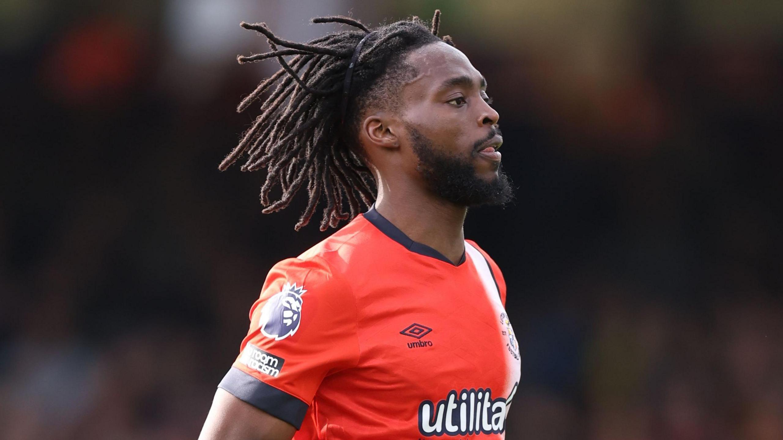 Fred Onyedinma in the Luton Town kit