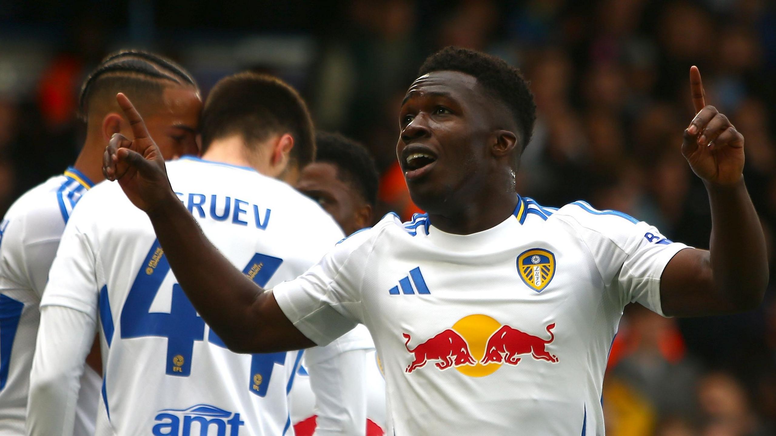 Wilfried Gnonto of Leeds United celebrates