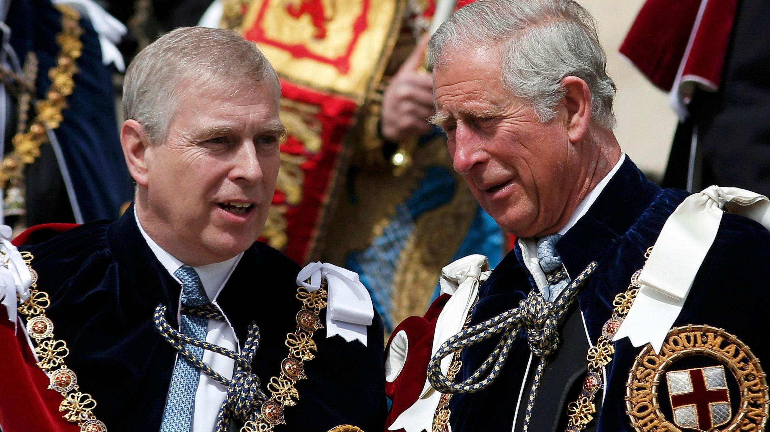 Order of the Garter service in Windsor in 2015 with Prince Andrew and the then Prince Charles