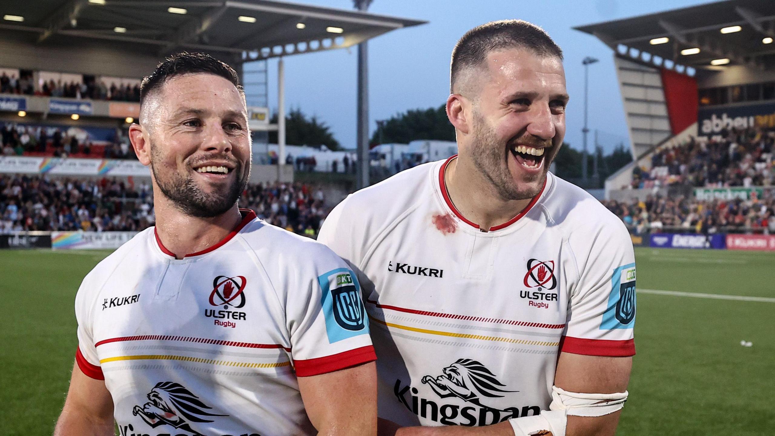 John Cooney and Stuart McCloskey celebrate a victory