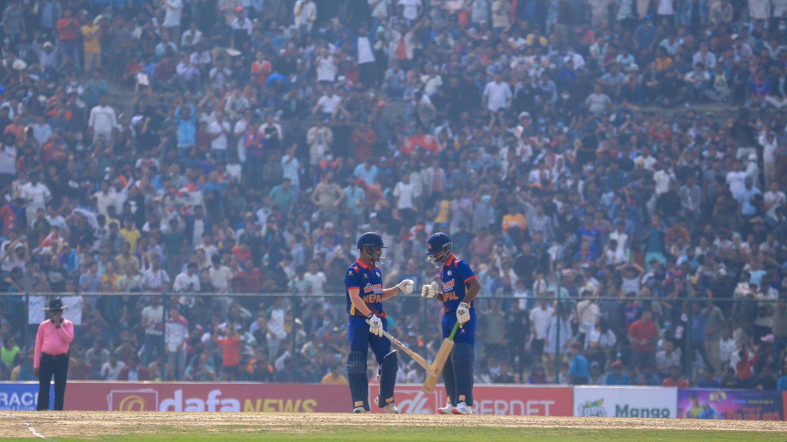 Nepal fans watch a match in Kathmandu