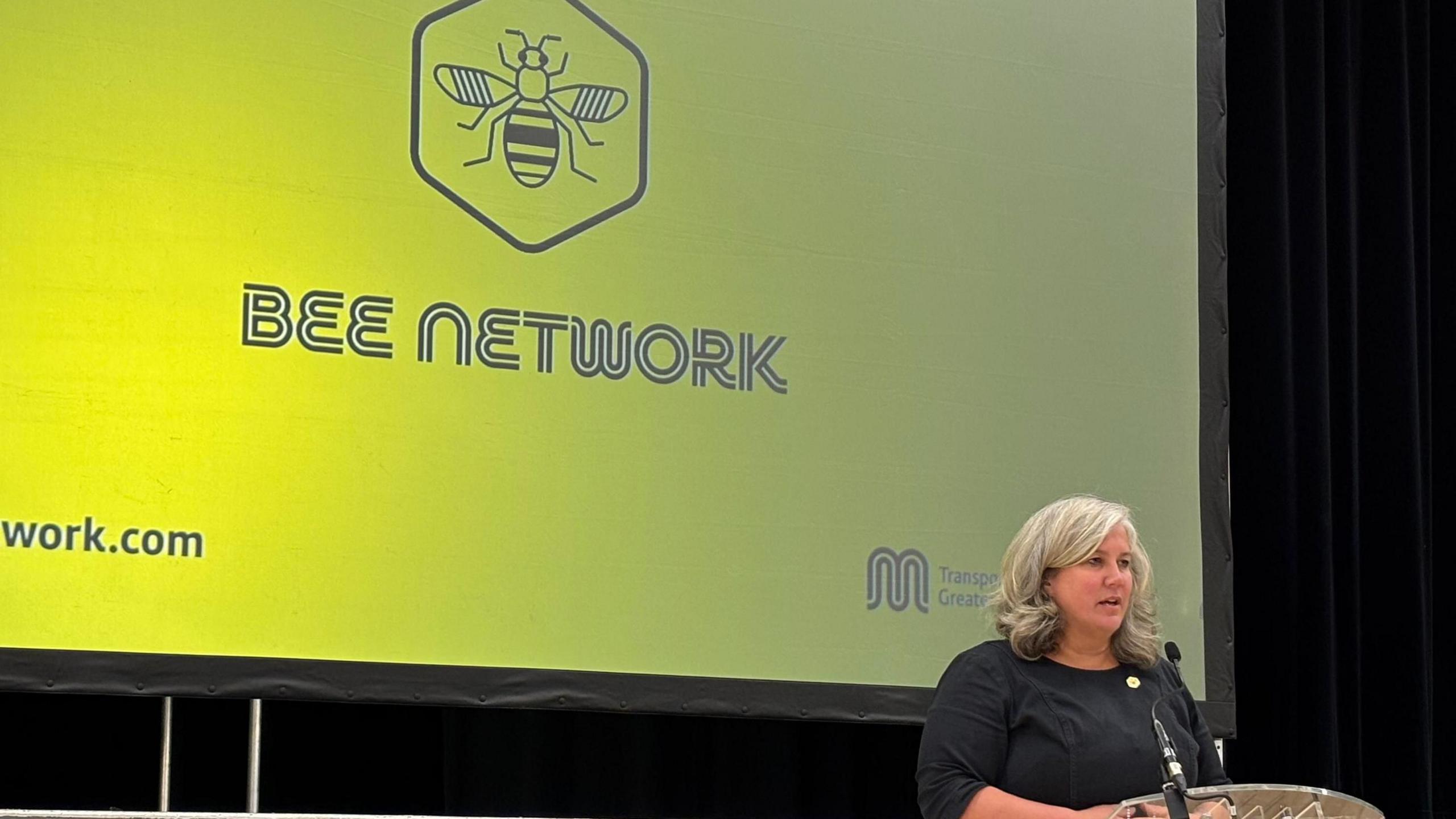 Heidi Alexander speaking at the Bee Network press conference in Manchester