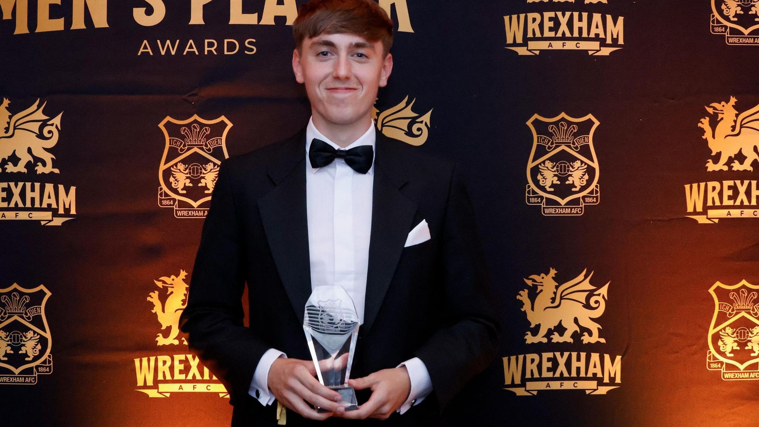 Dafydd Edwards holds the academy player of the season award
