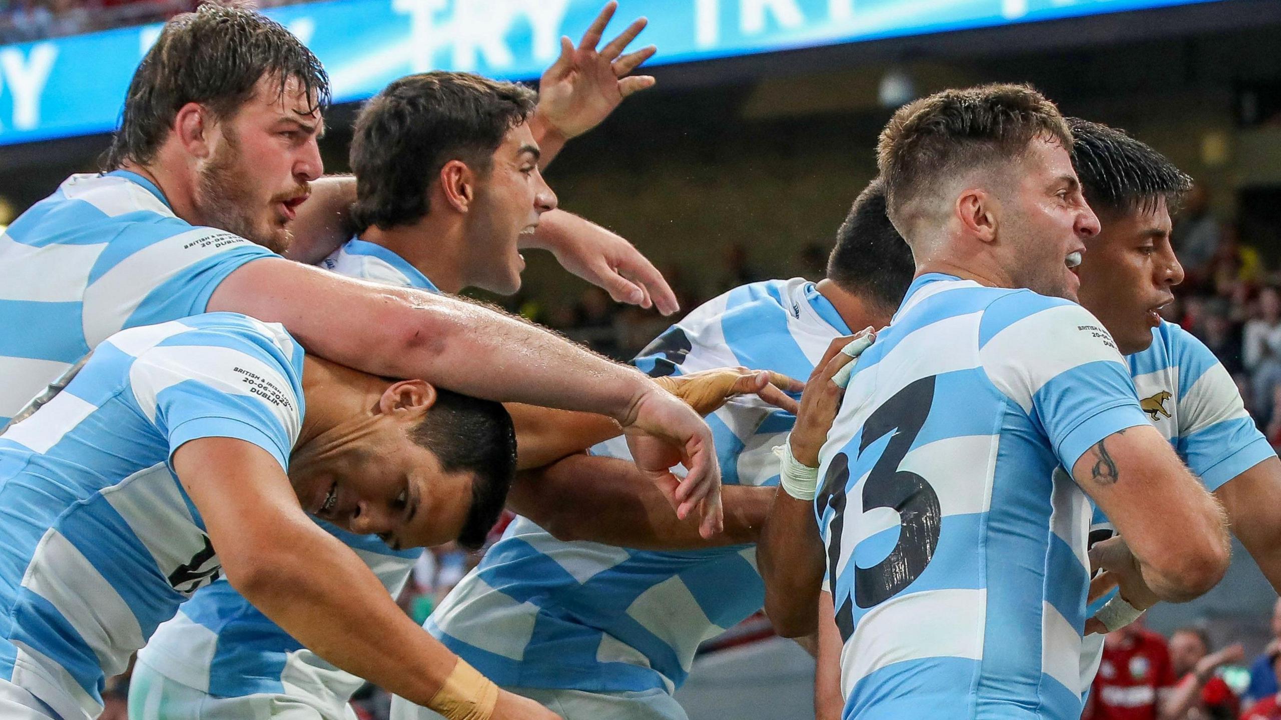 Argentina celebrate a try