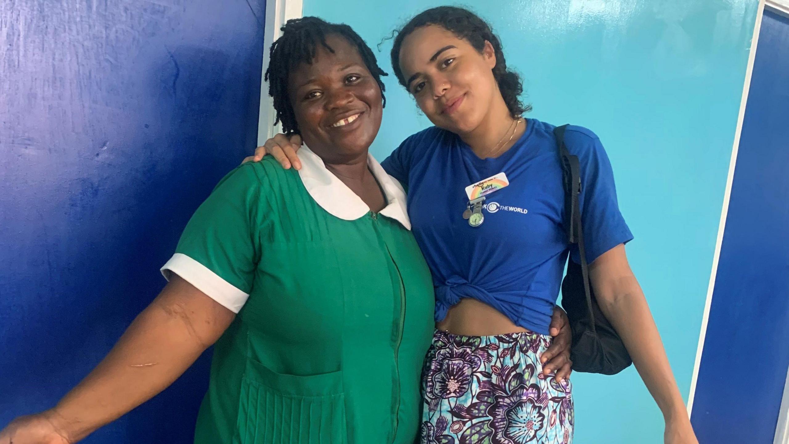 Ruby with a Ghanaian midwife 