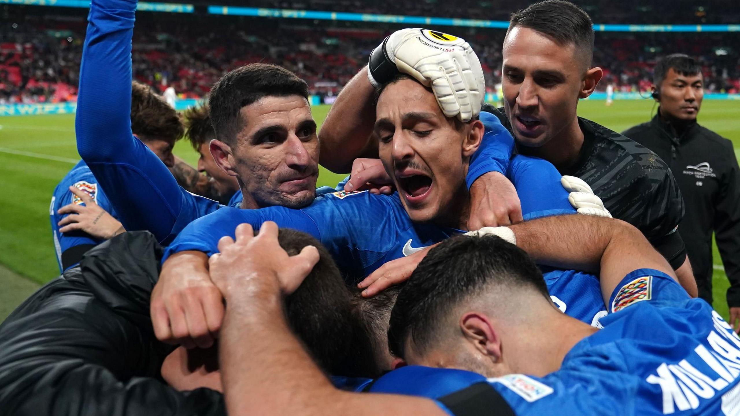 Greece players celebrating