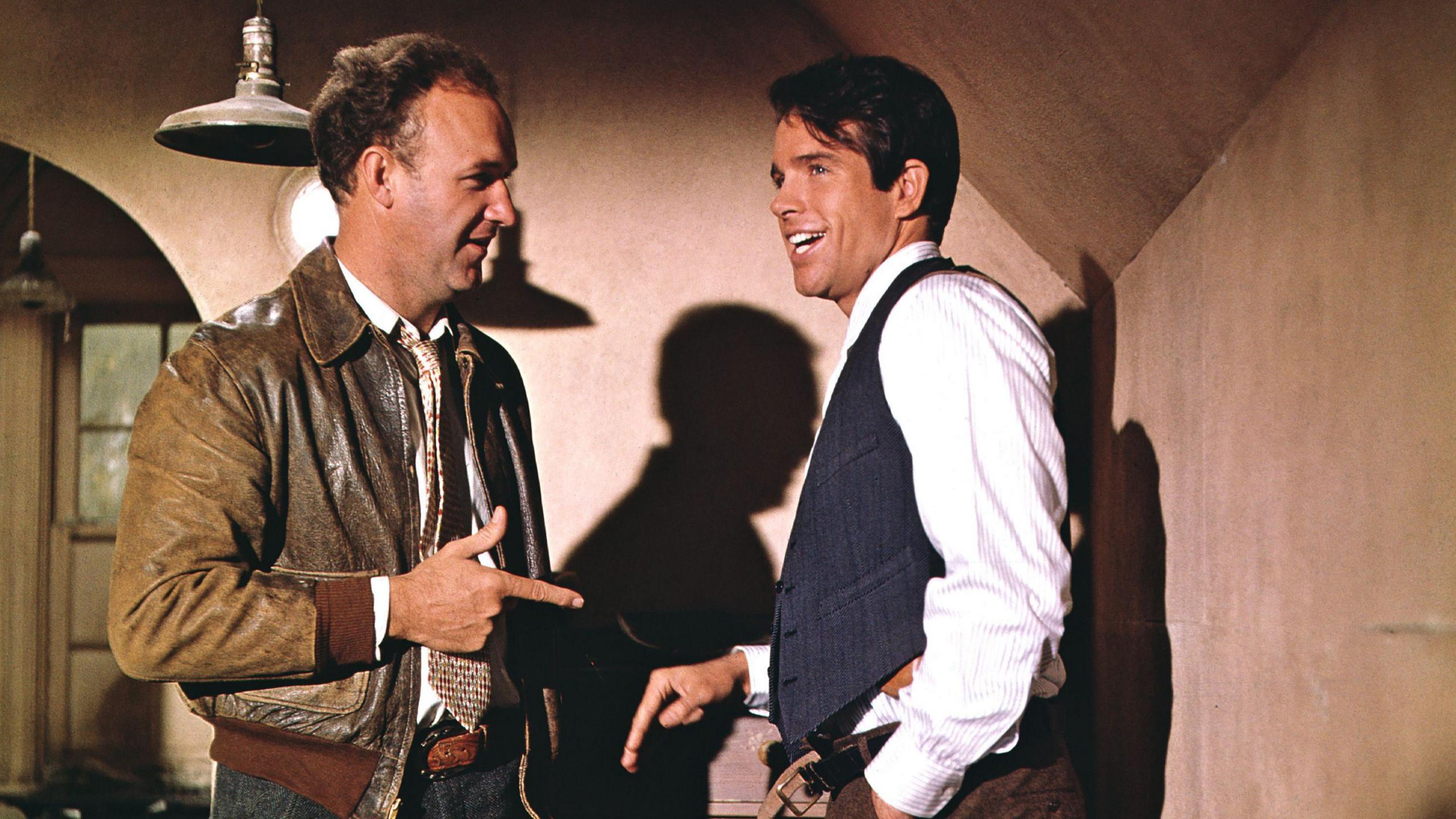 Gene Hackman and Warren Beatty in Bonnie and Clyde in 1967