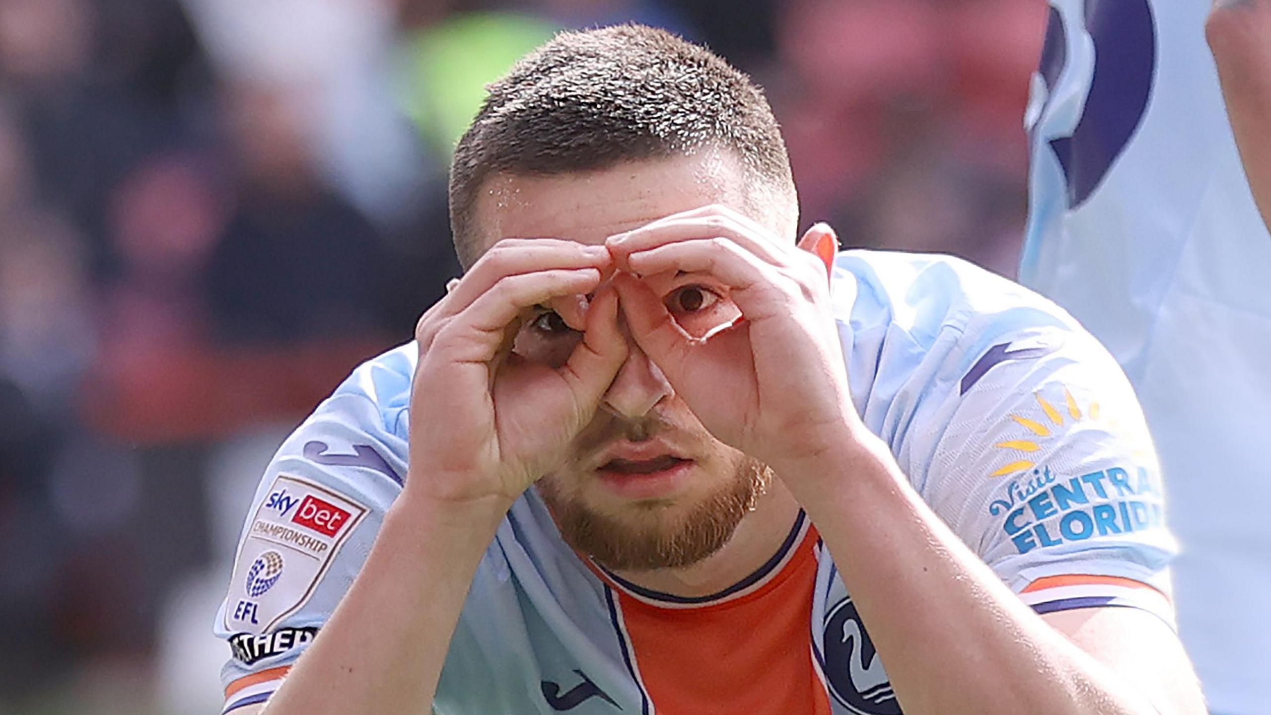 Swansea City striker Zan Vipotnik celebrates