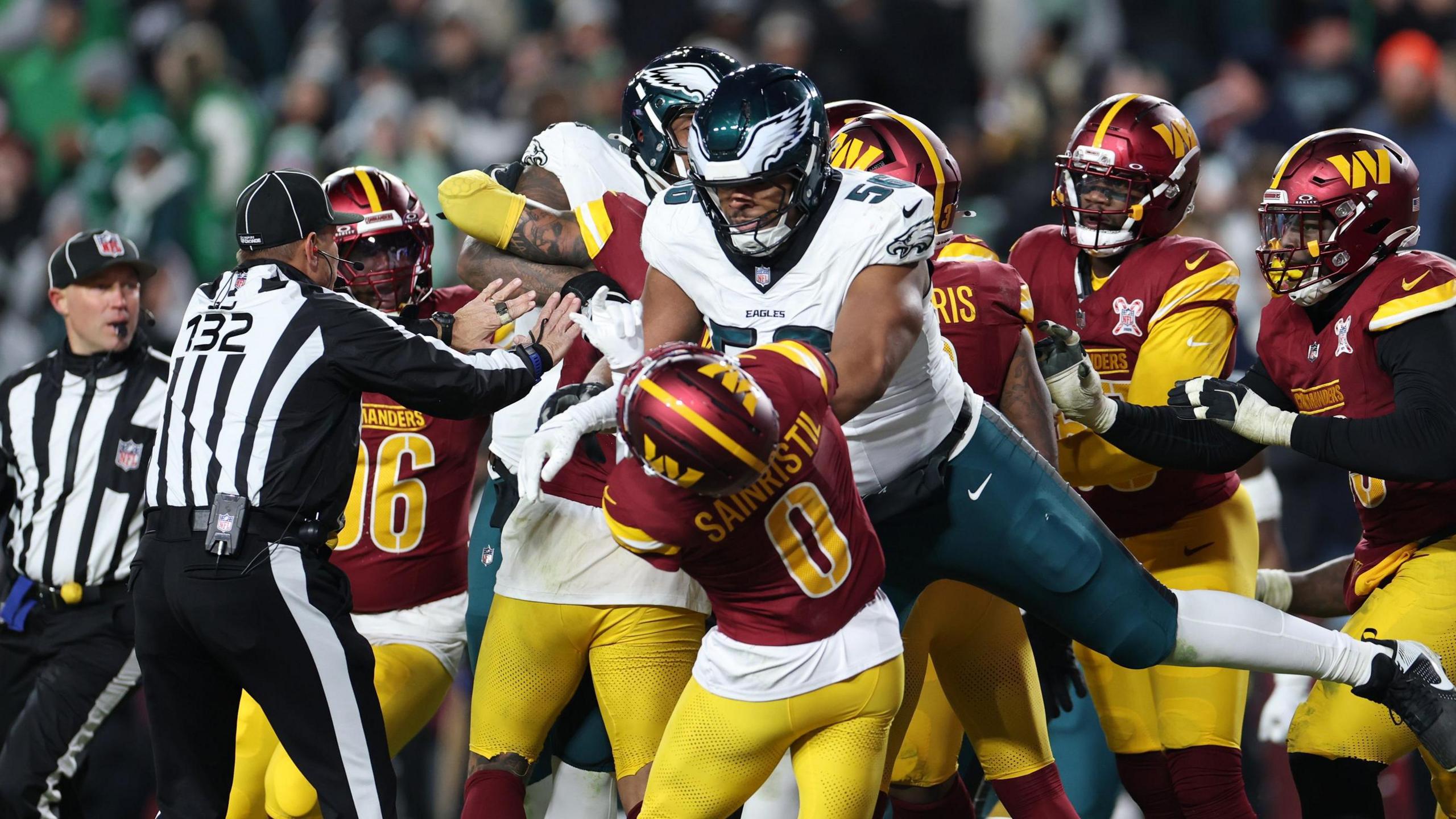 Trio ejected as Philadelphia Eagles beat Washington Commanders to win NFC  East title - BBC Sport