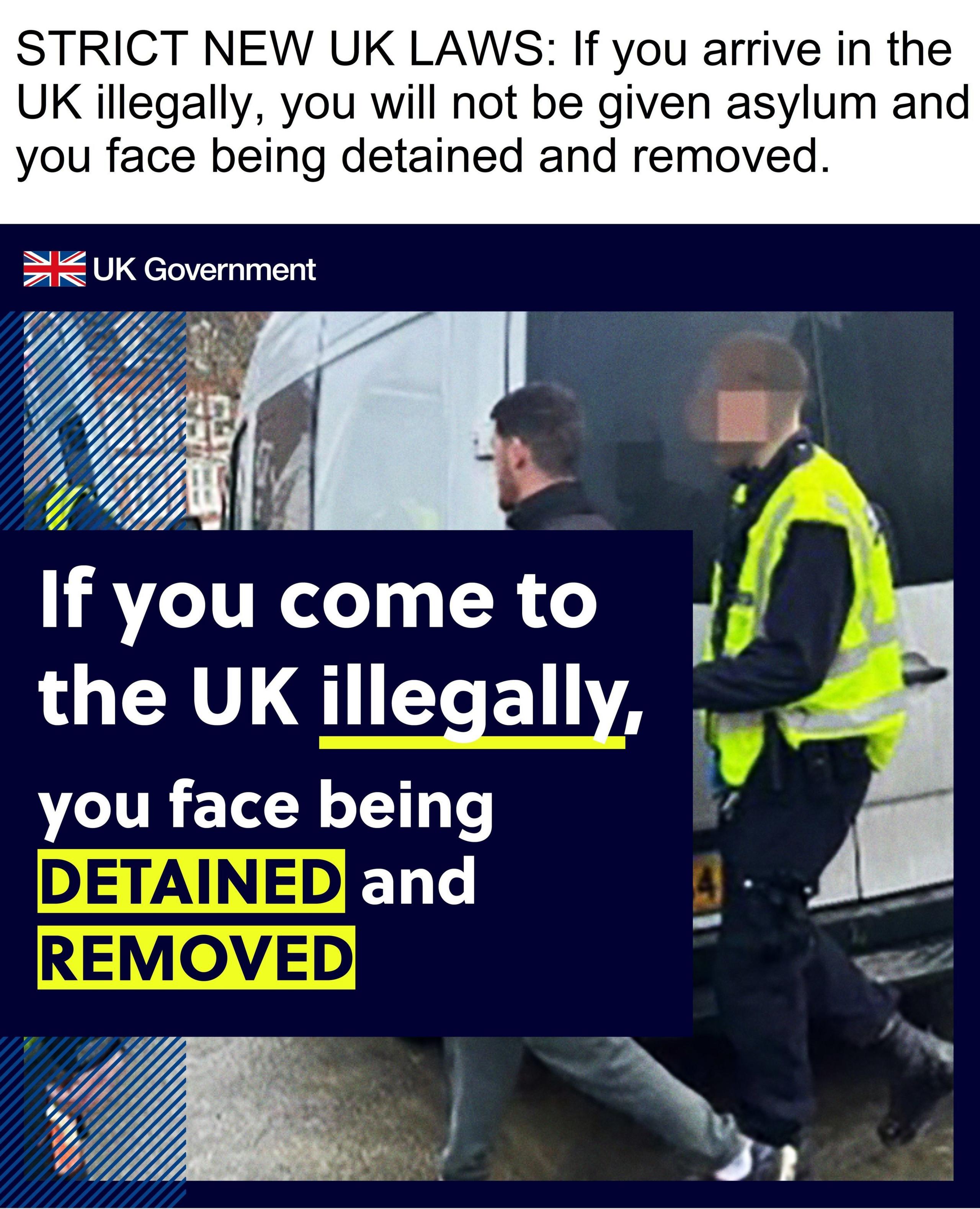 Home Office advert targeting people considering entering the UK without permission