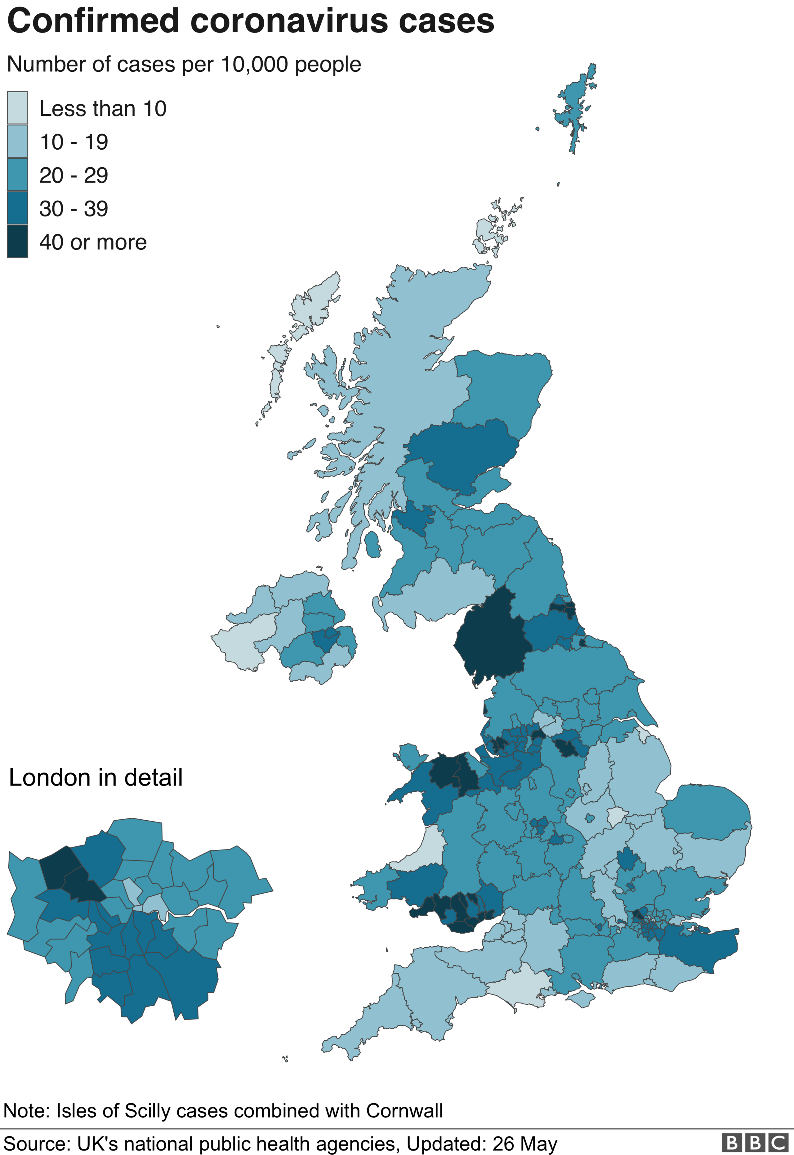 Map: Cases of coronavirus by local authority