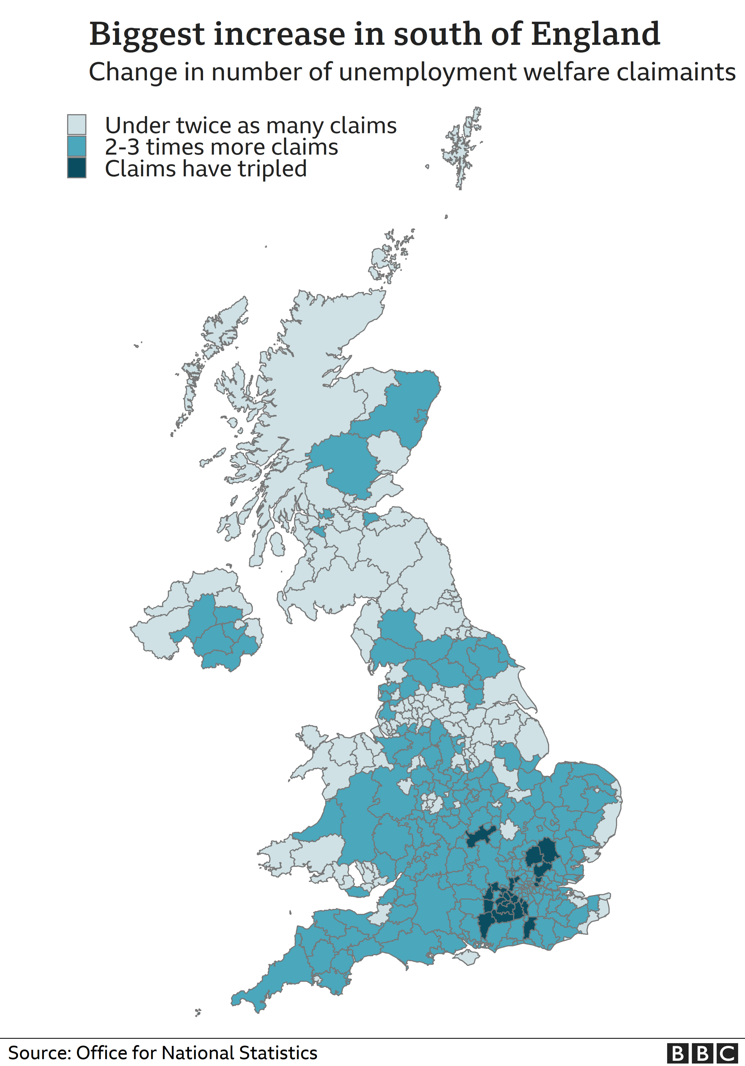 Chart showing percent increase in clainmants