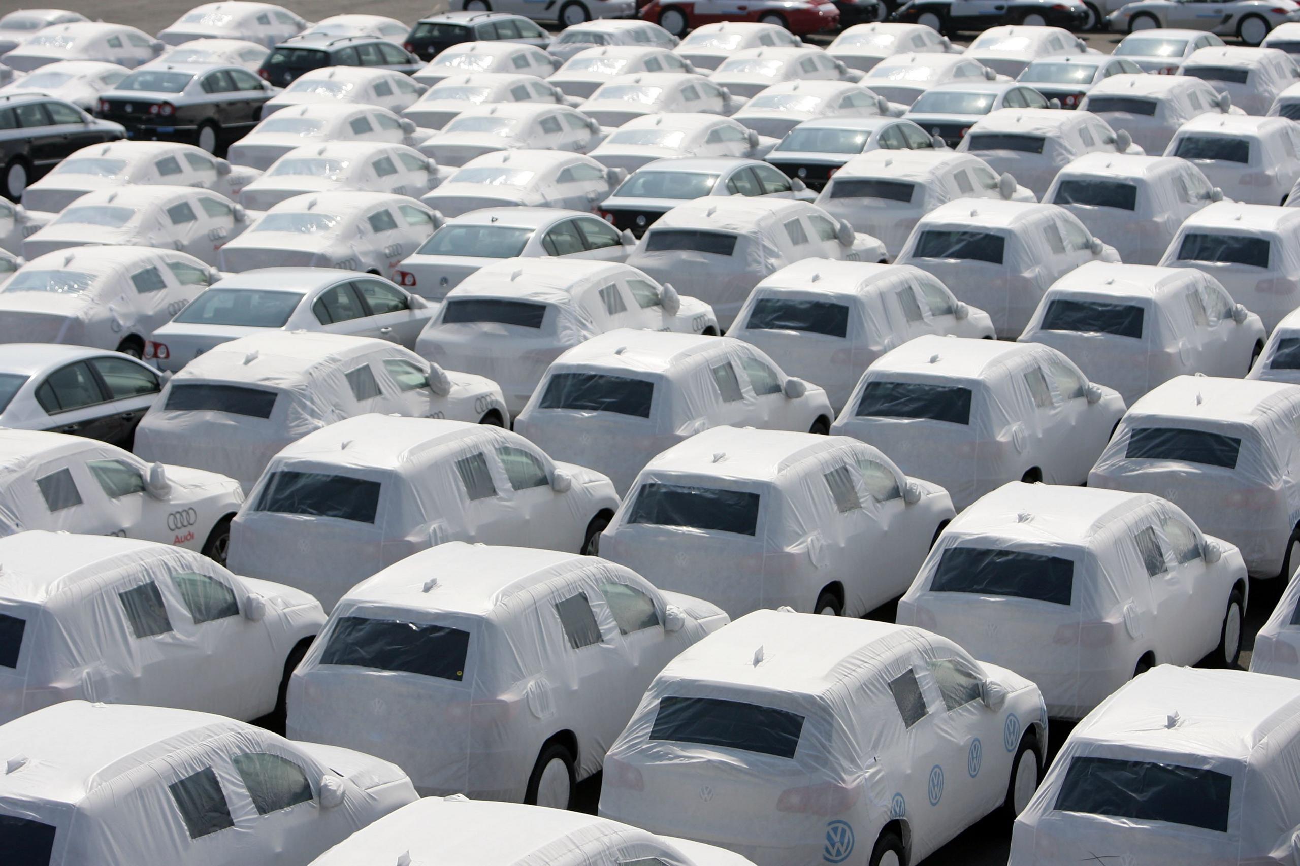 Rows of VW cars