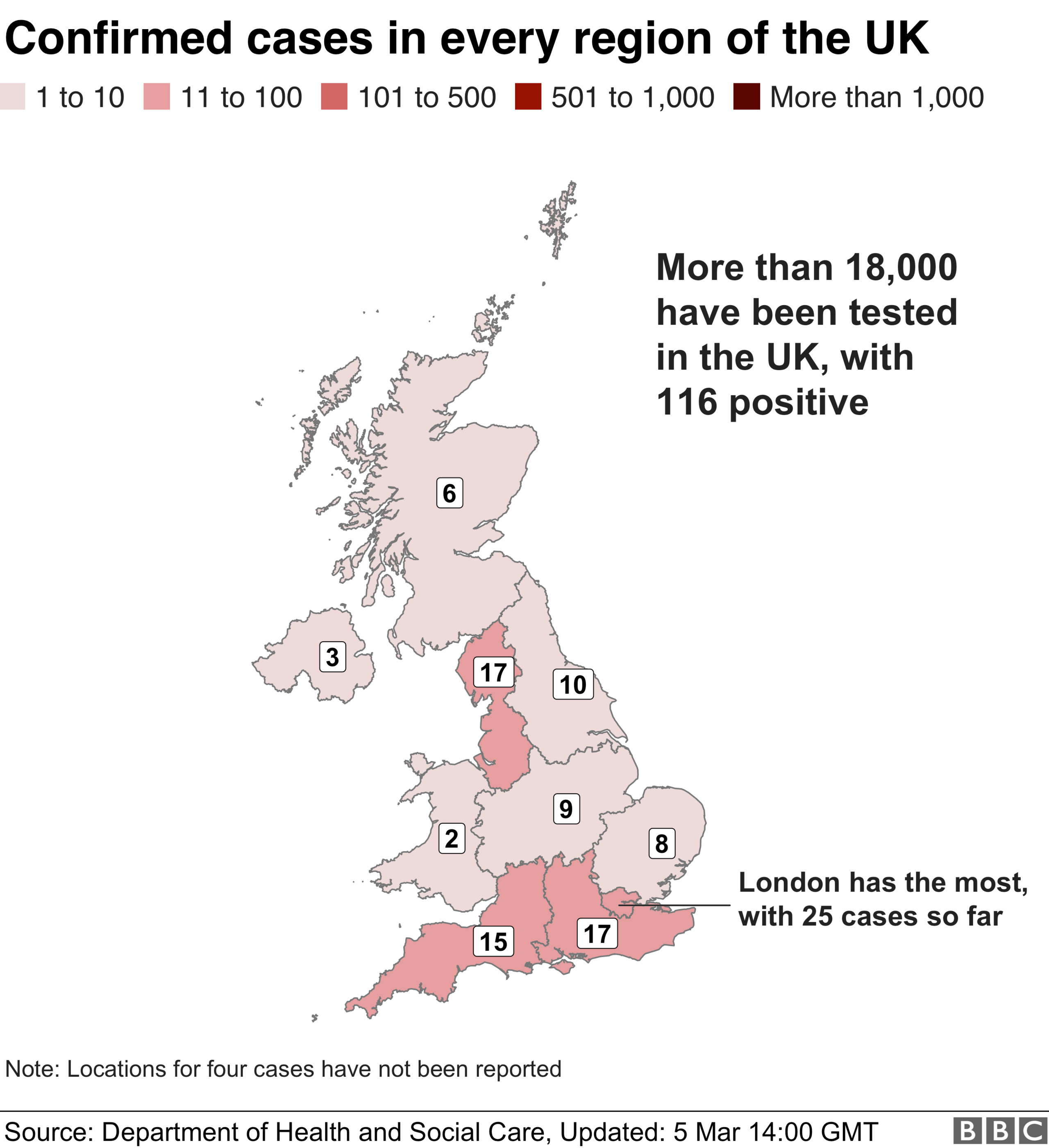 Map of UK coronavirus cases