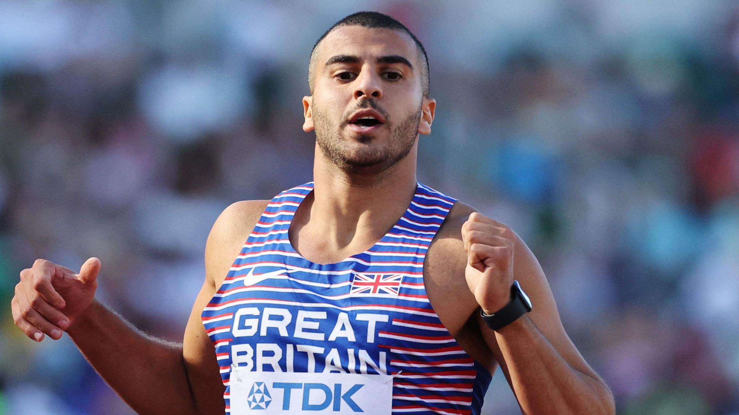 Adam Gemili in a Team GB running vest