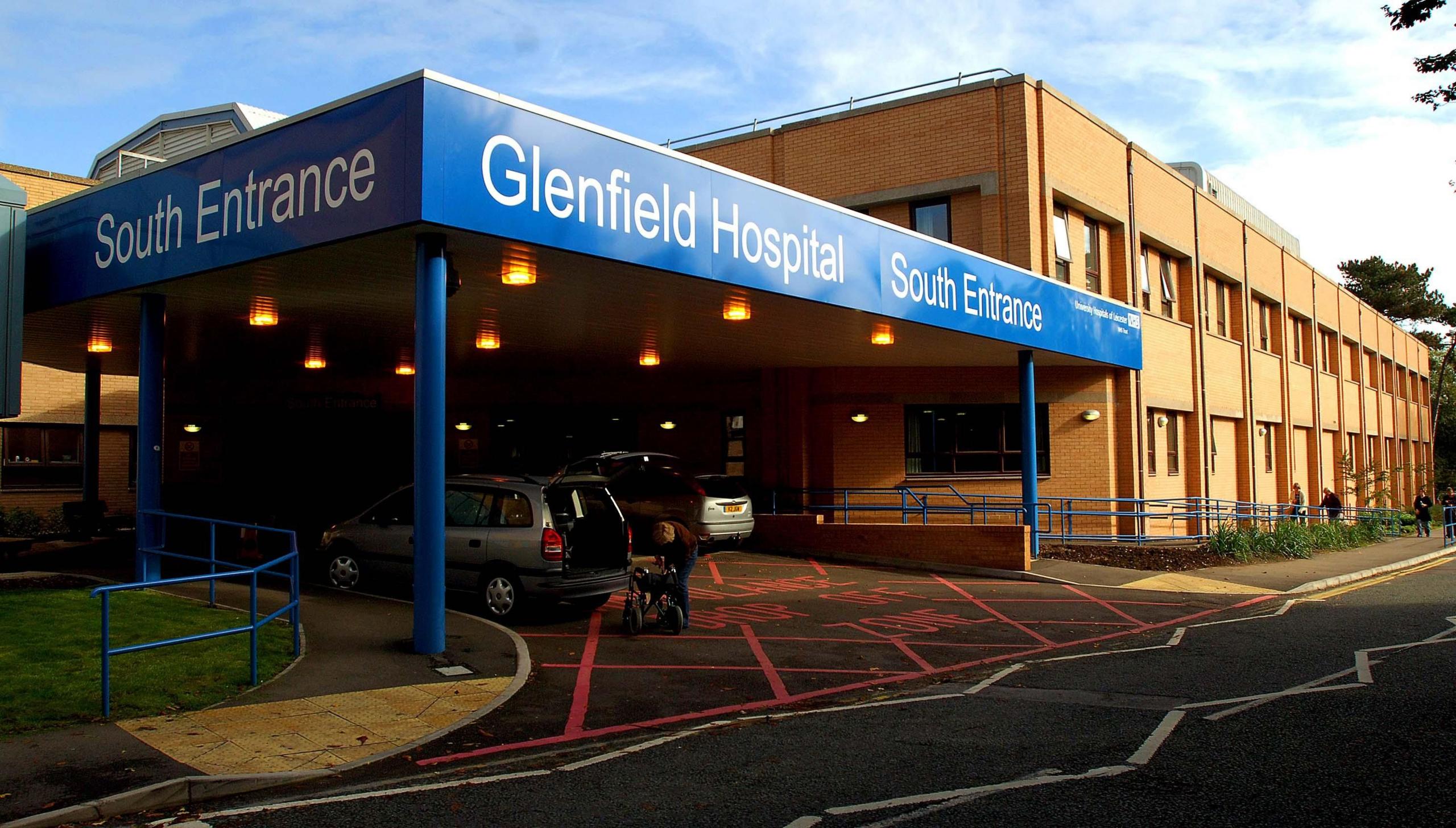 Entrance to Glenfield Hospital in Leicester