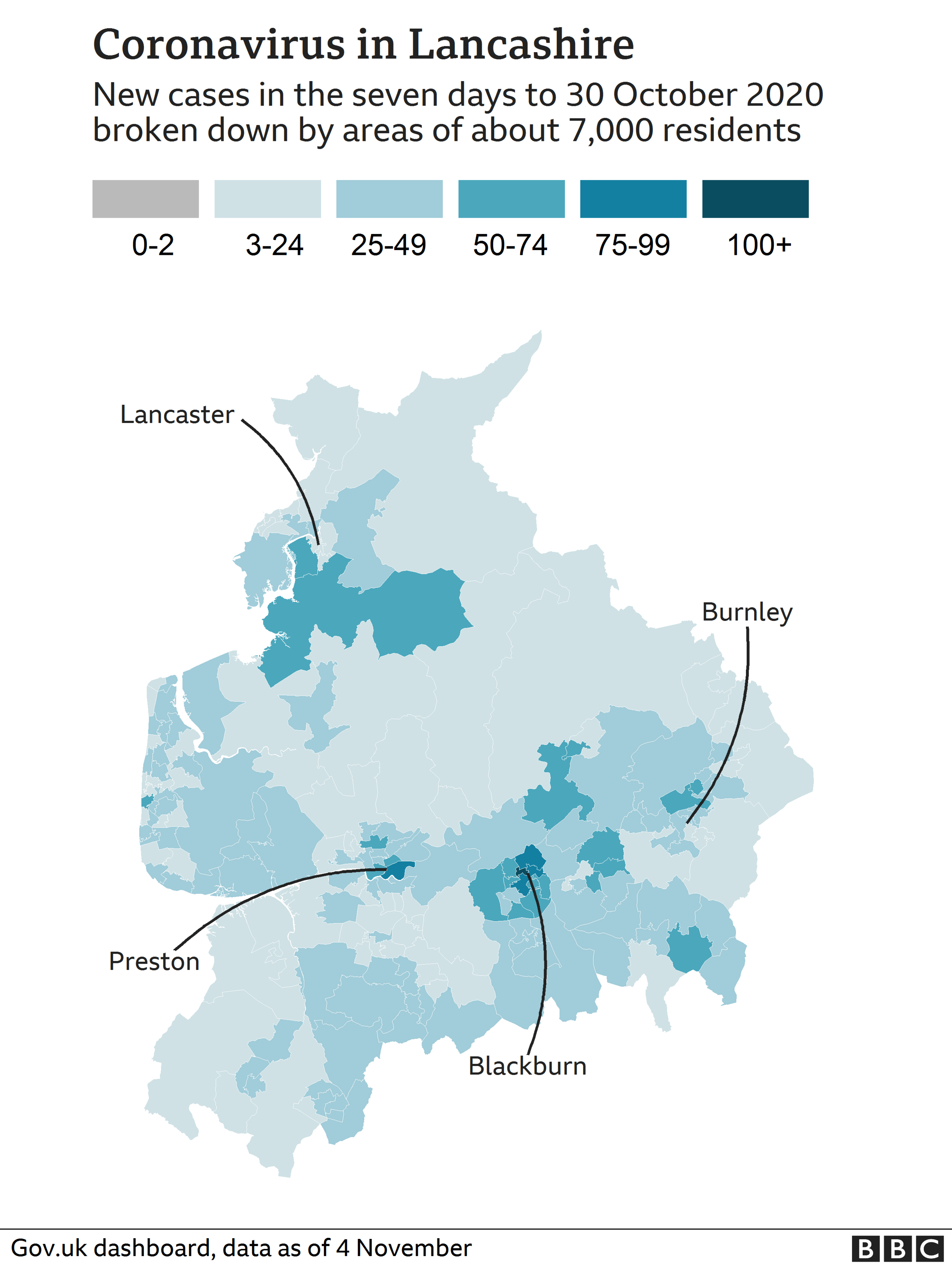 coronavirus map Lancashire