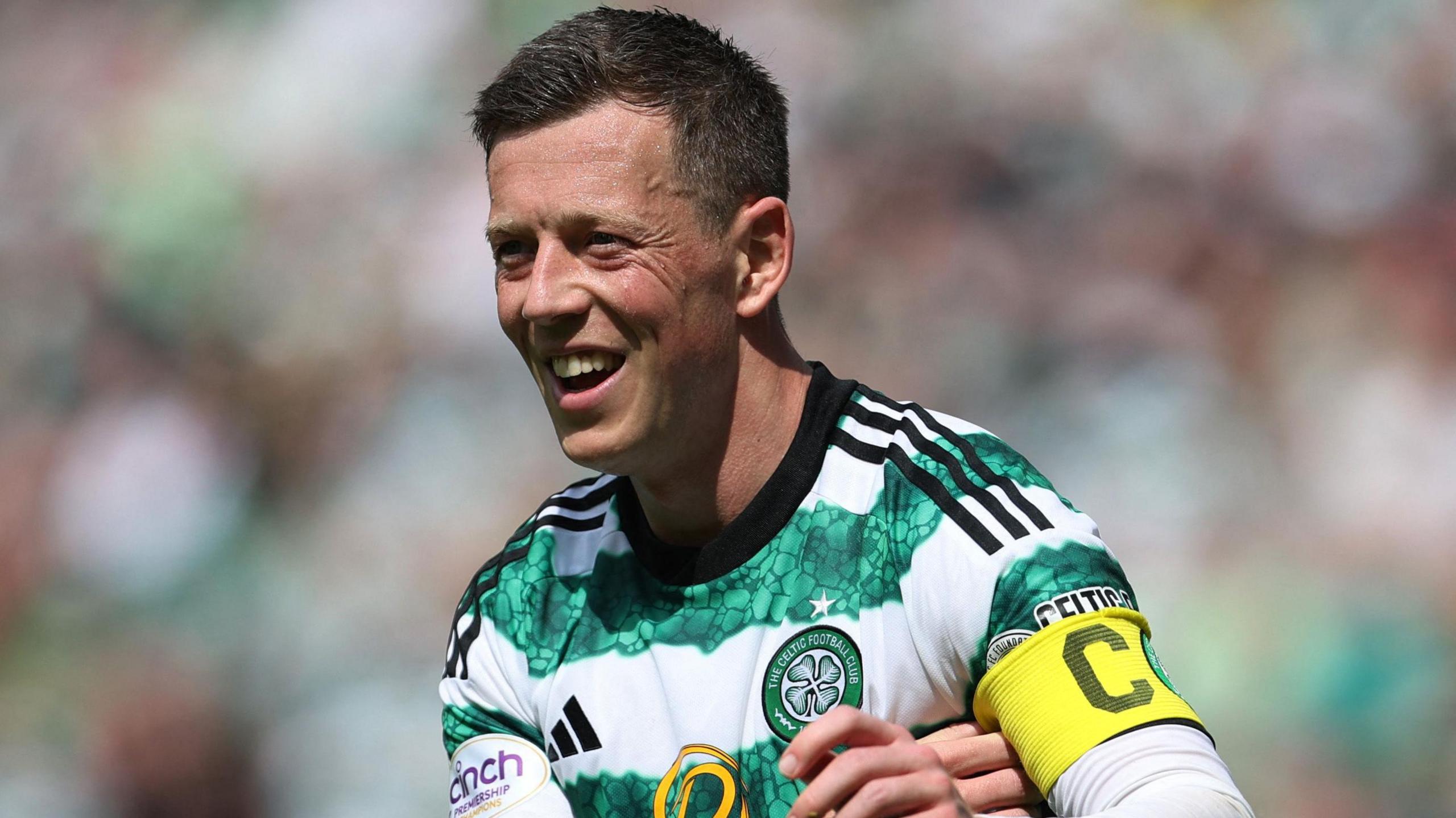 Celtic's Callum McGregor reacts during the match