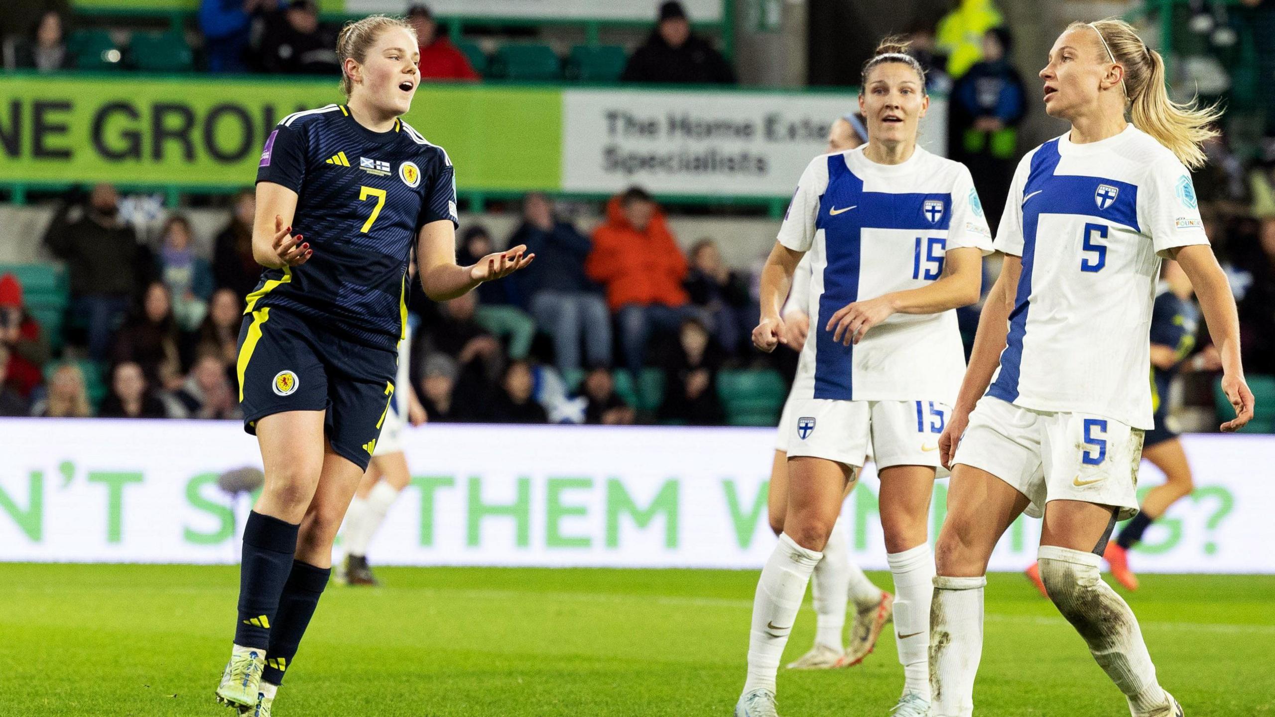 Emma Watson playing for Scotland against Finland