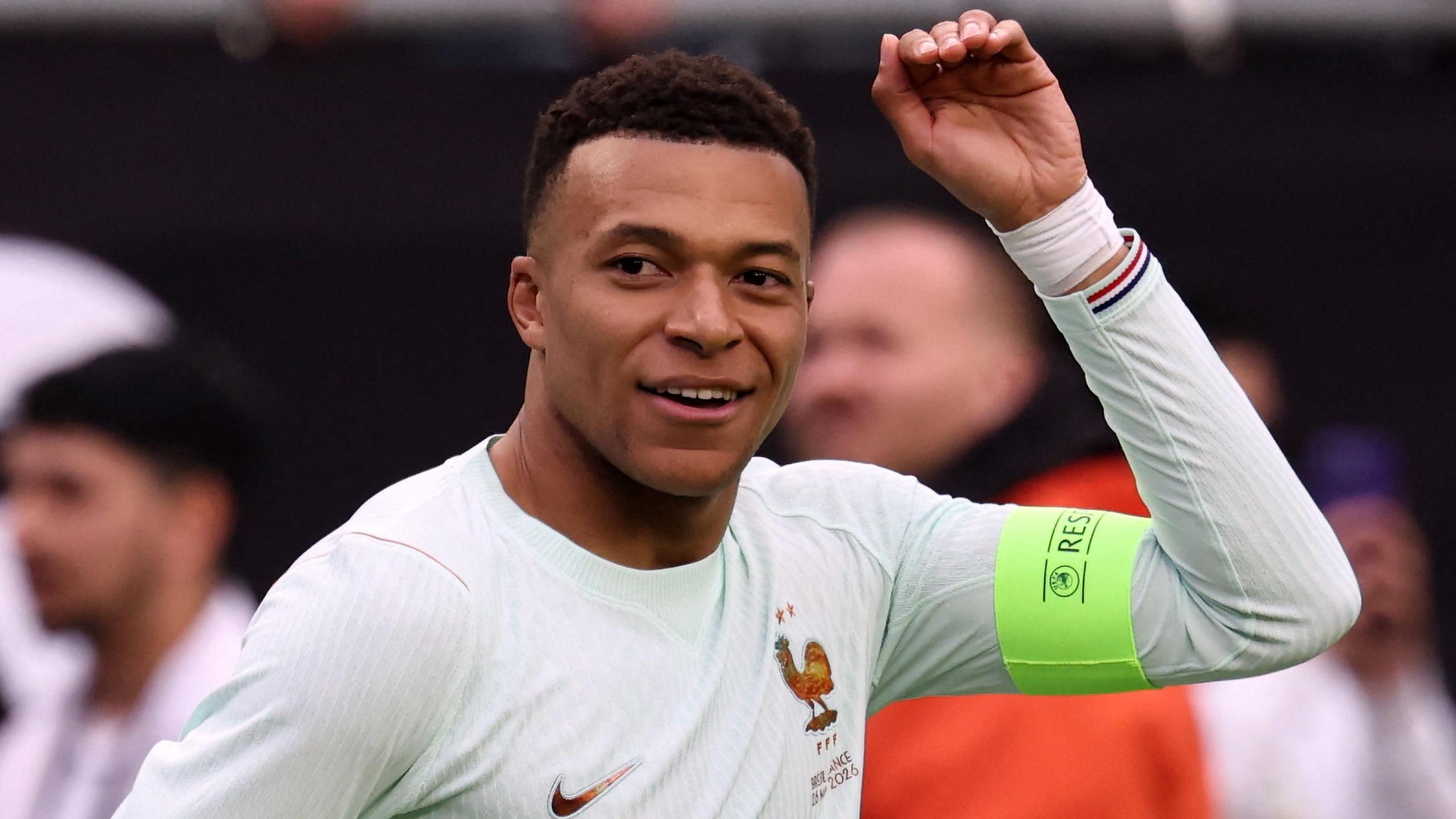 Kylian Mbappe celebrates