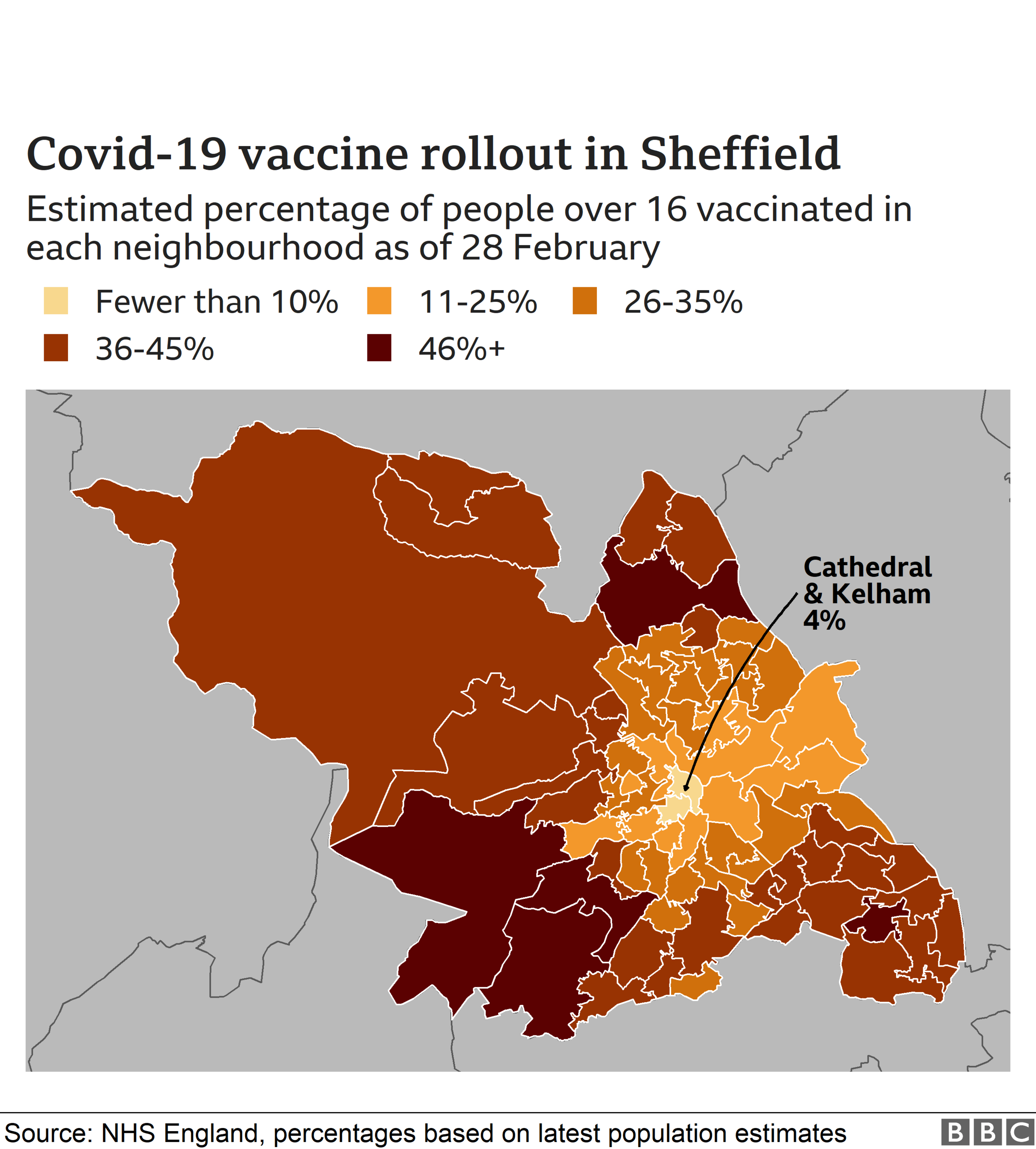 Map of coronavirus rollout across Sheffield