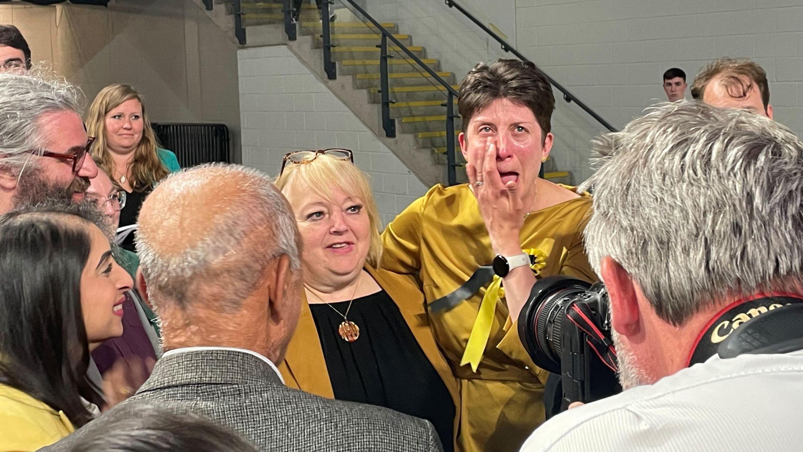 An emotional Alison Thewliss after supporters serenaded her following her defeat 