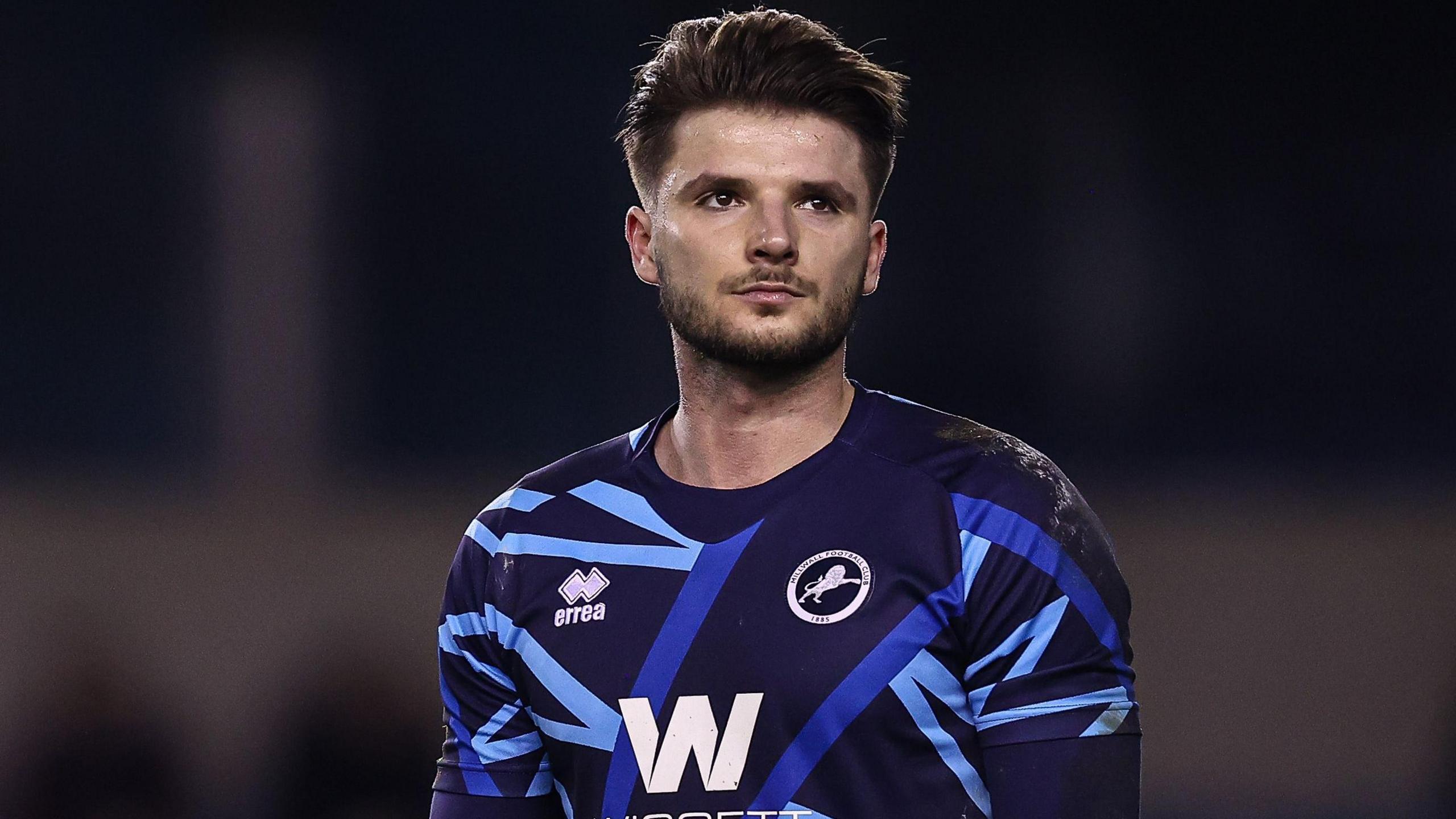 Matija Sarkic standing on the pitch during a Millwall match