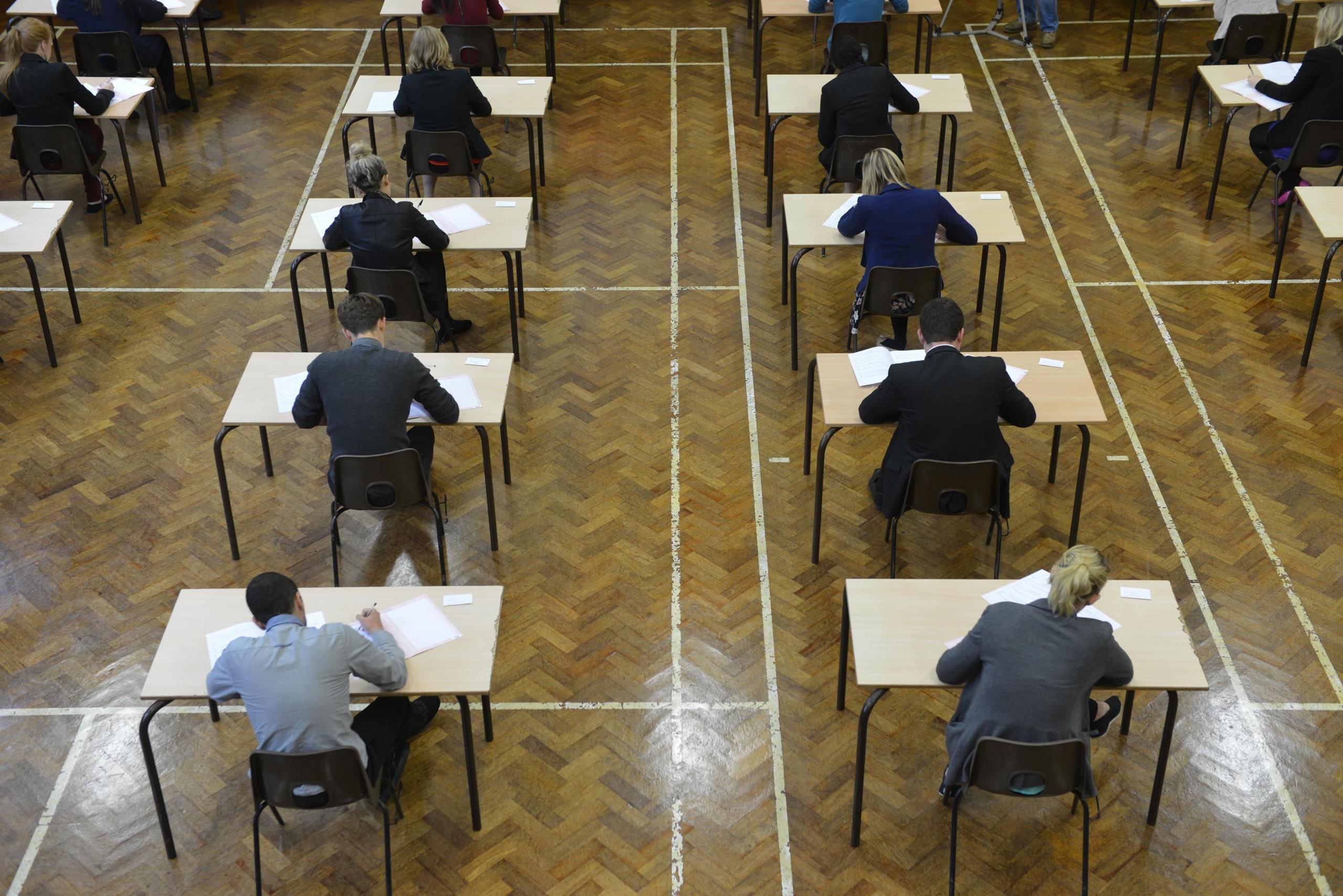 secondary pupils taking their exams