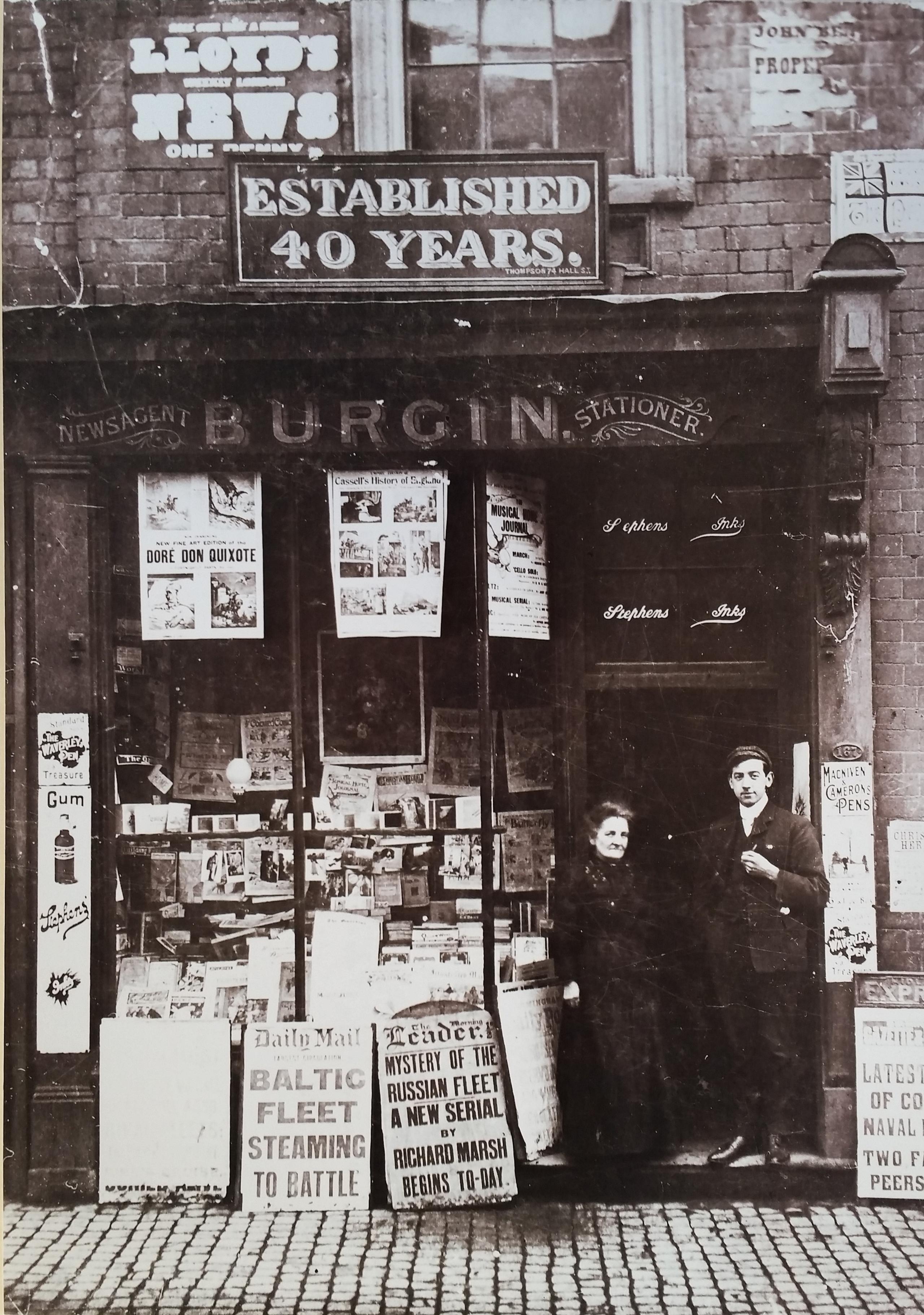 Burgin’s newsagents in 1908